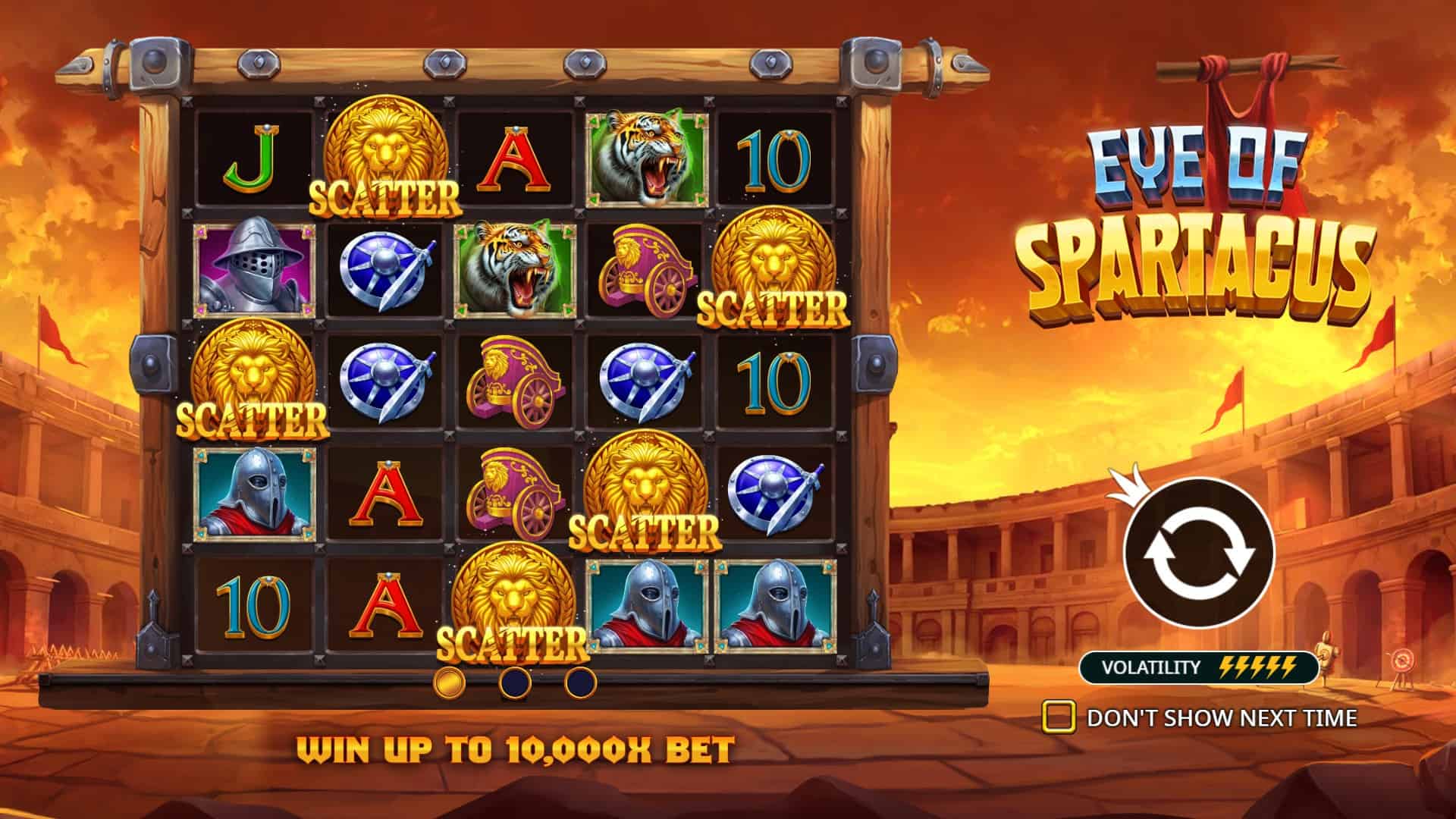 Eye of Spartacus slot intro screen