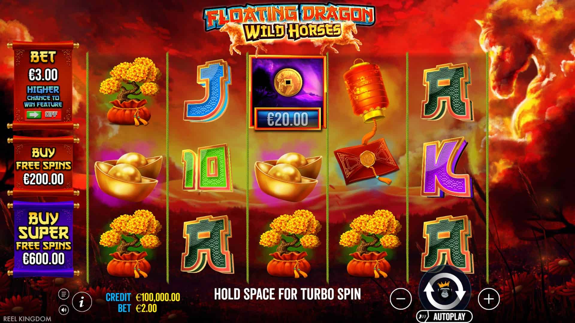 Floating Dragon Wild Horses slot gameplay reels