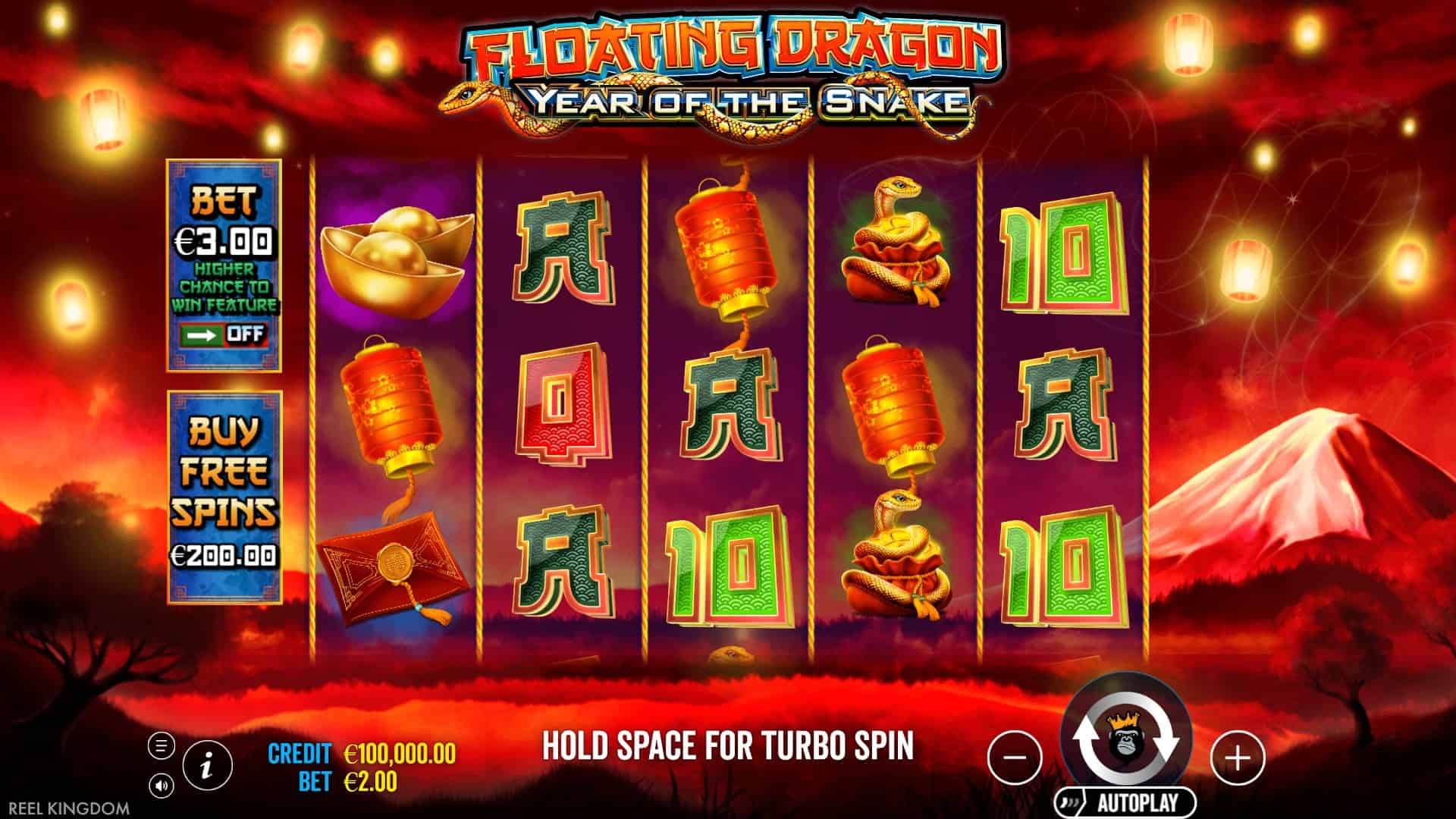 Floating Dragon Year of the Snake slot gameplay reels