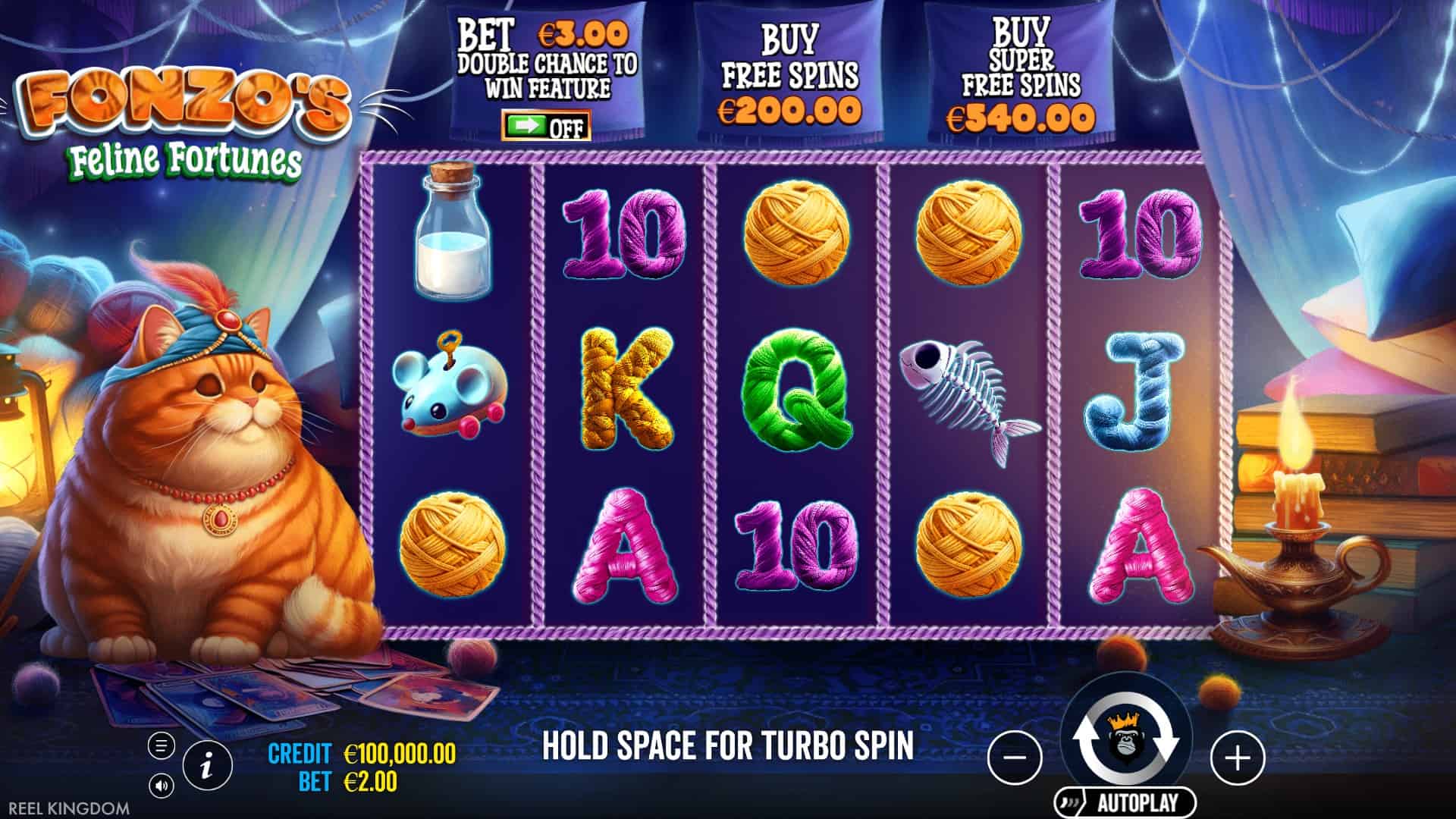 Fonzo’s Feline Fortunes slot gameplay reels