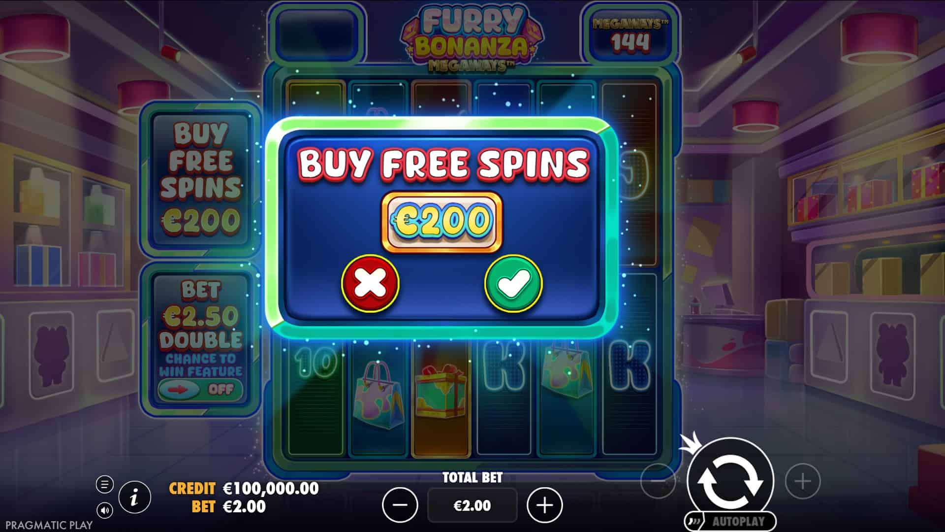 Furry Bonanza Megaways bonus buy menu
