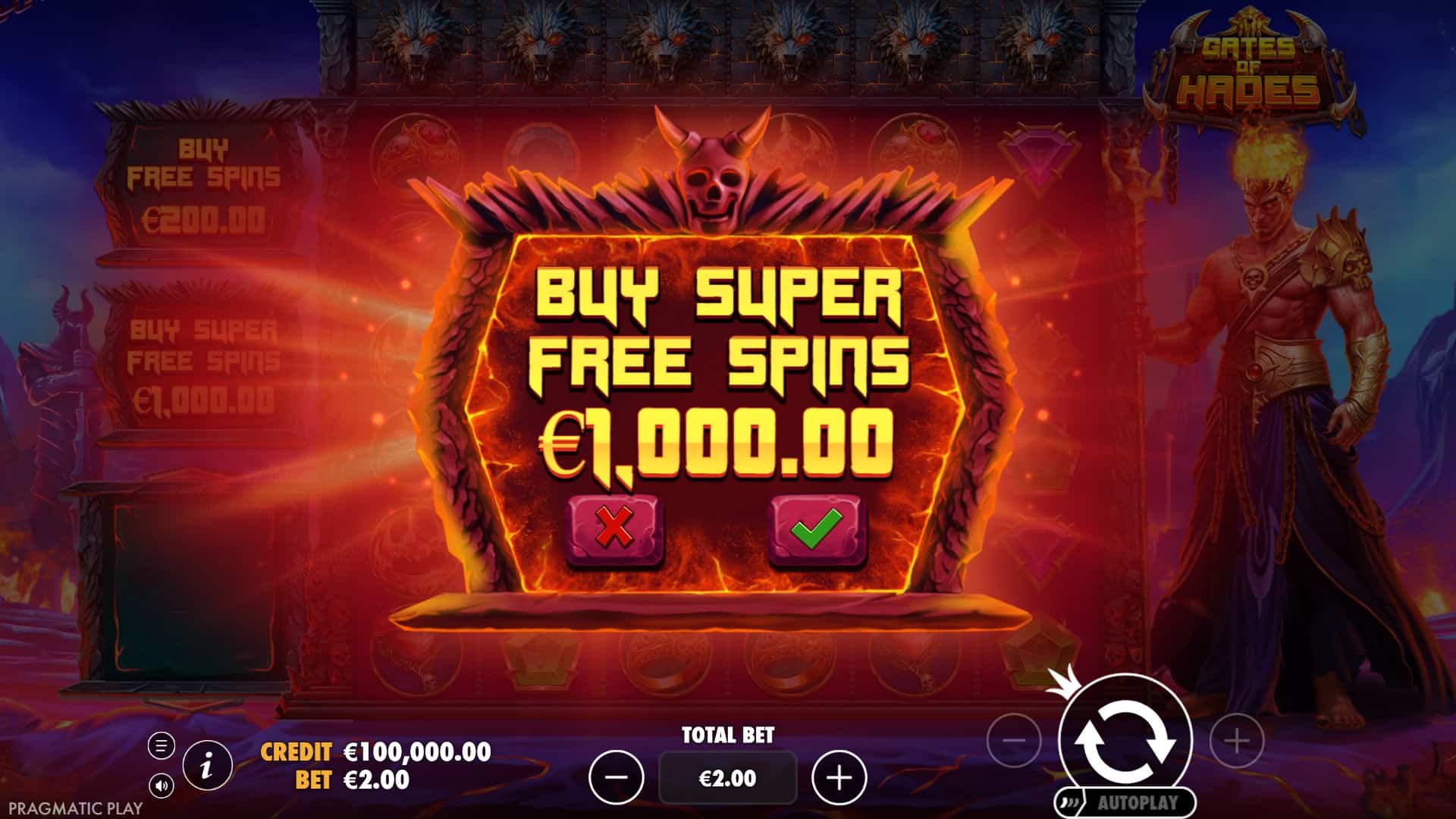 Gates of Hades bonus buy menu