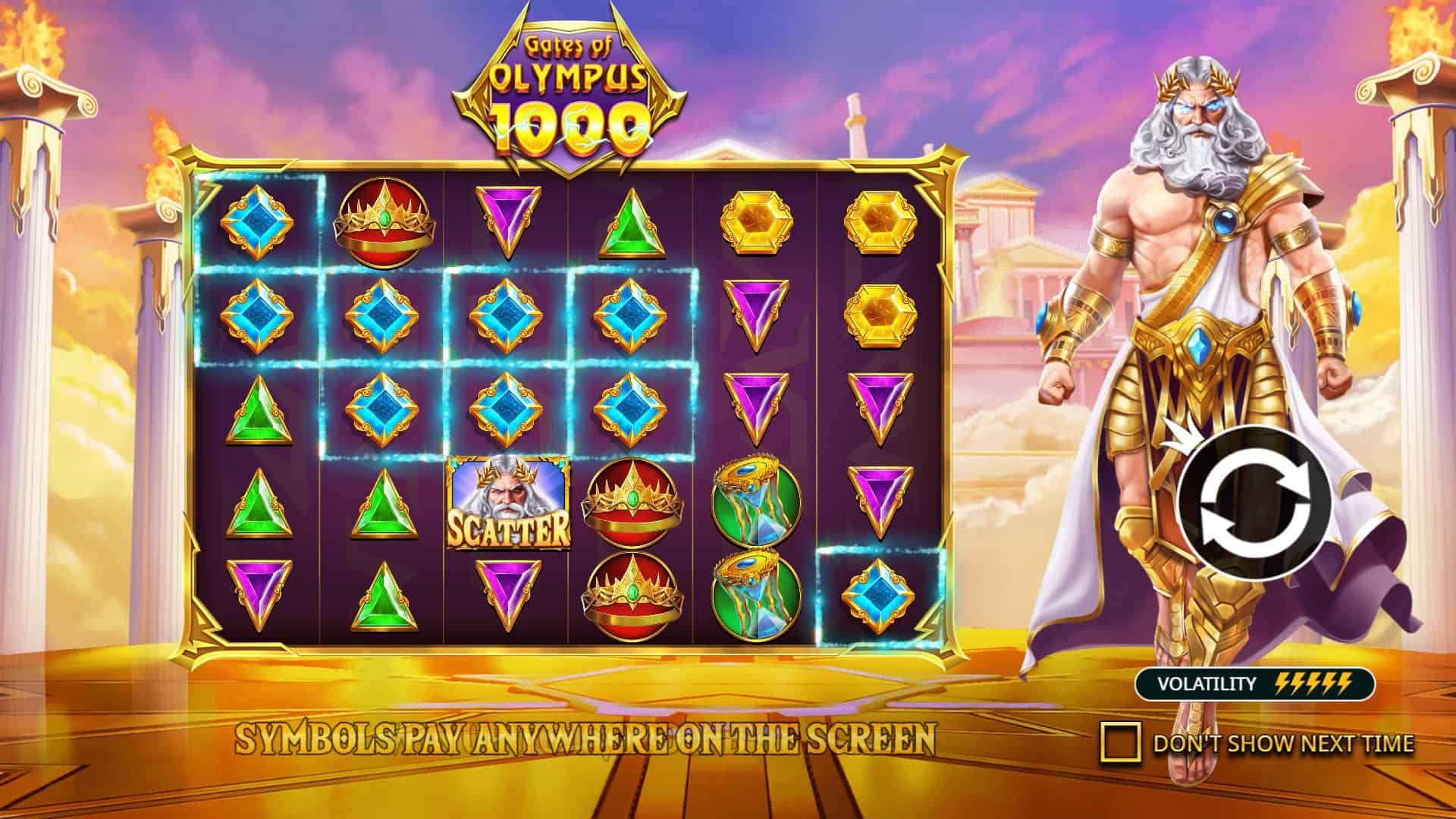 Gates of Olympus 1000 slot intro screen