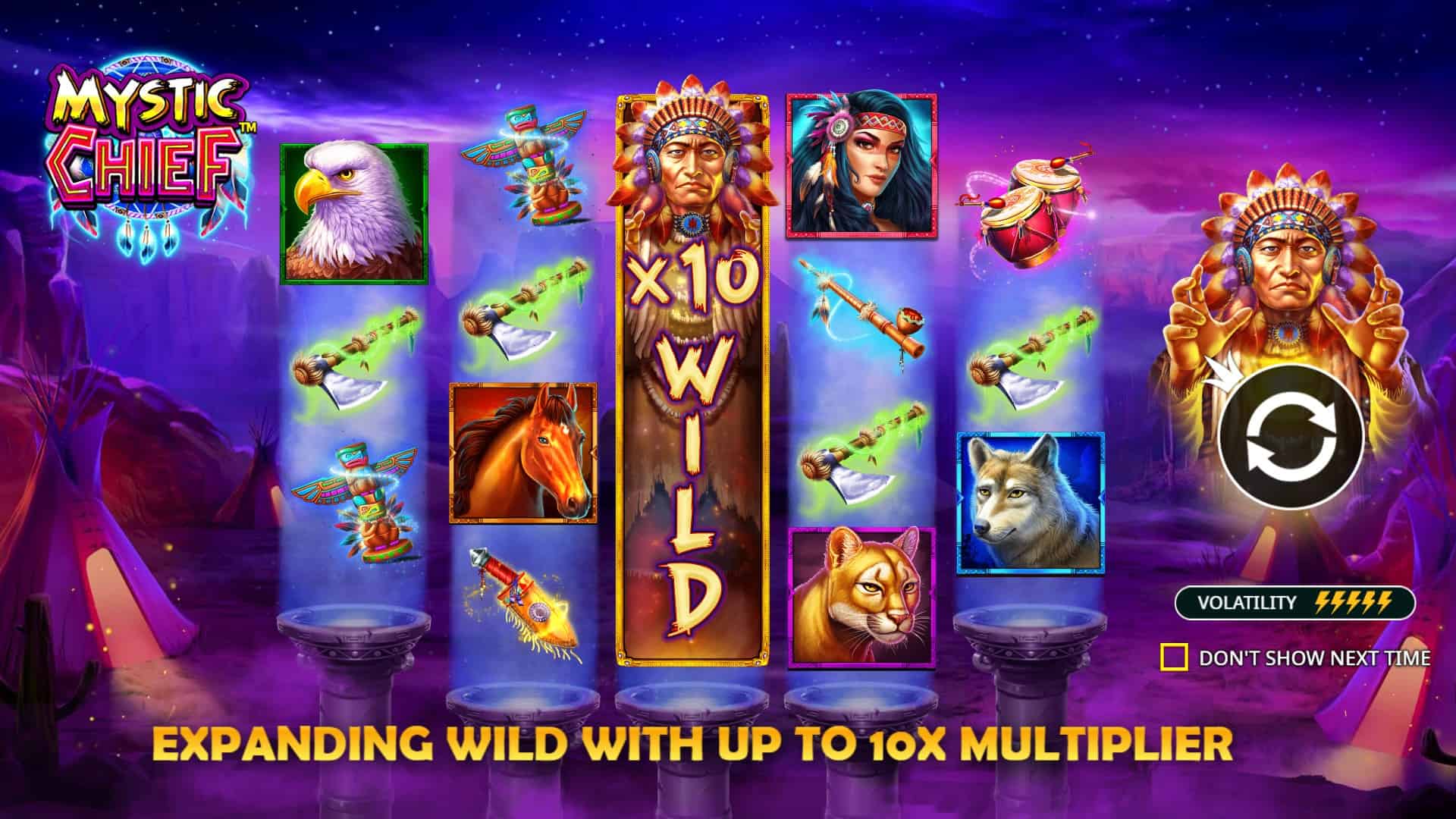 Mystic CHief slot intro screen
