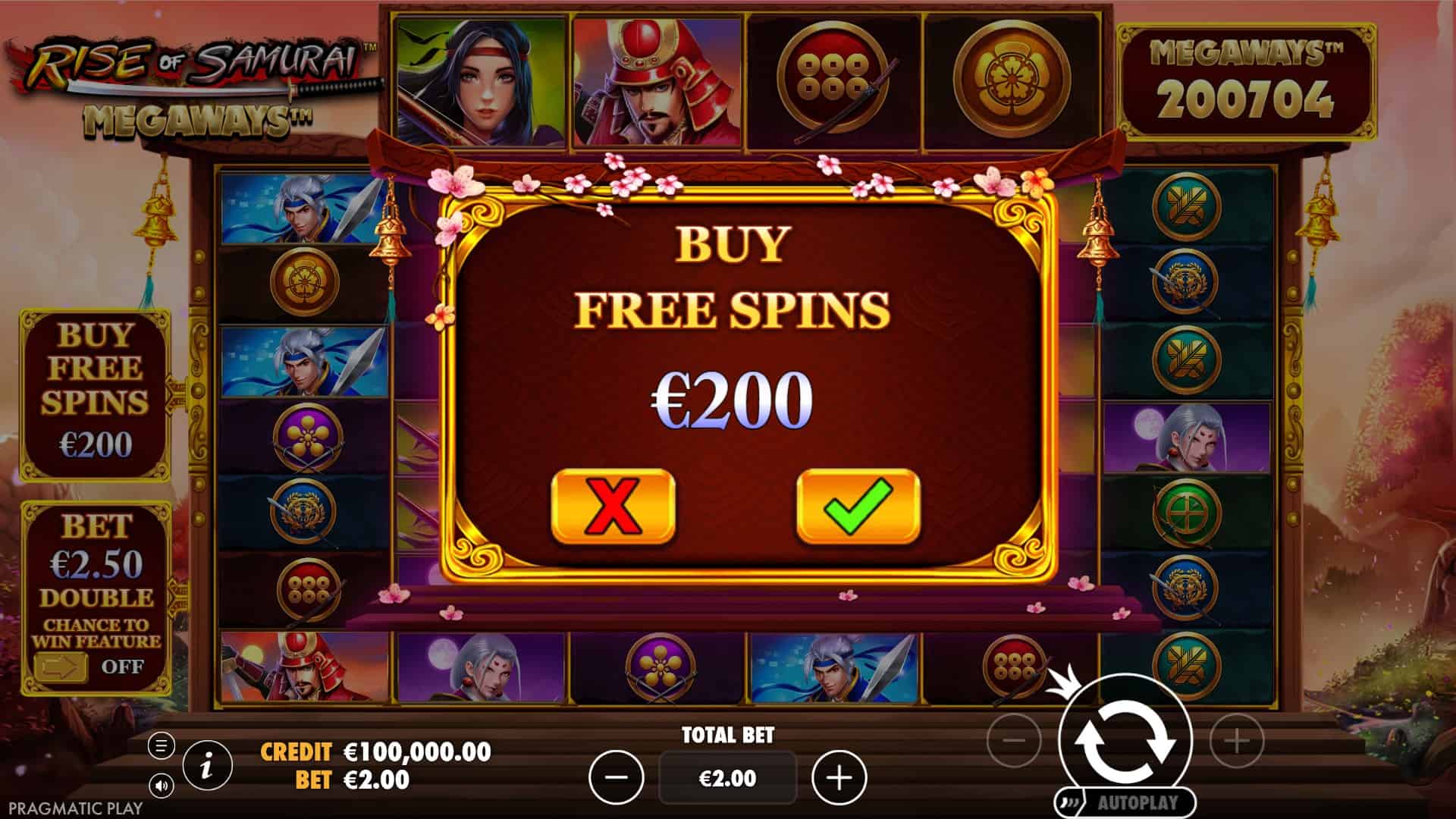 Rise of Samurai 3 bonus buy menu