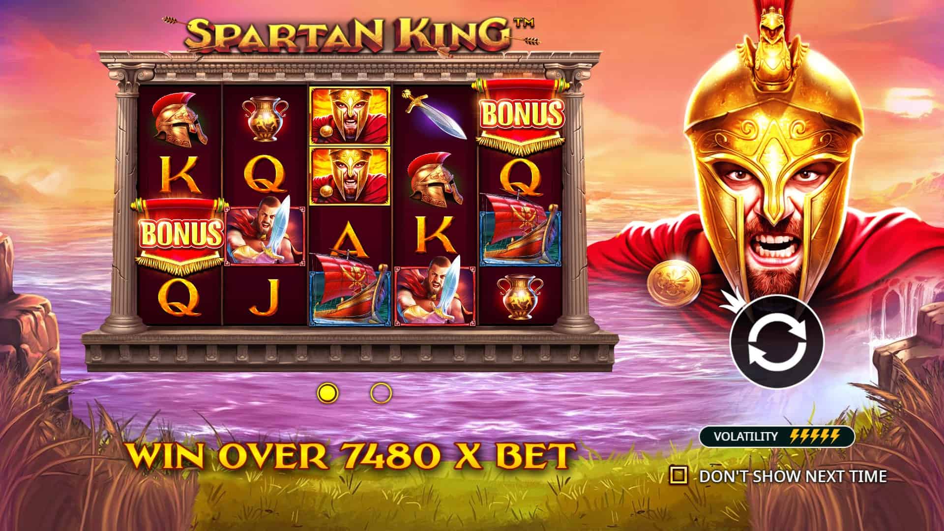 Spartan King slot intro screen