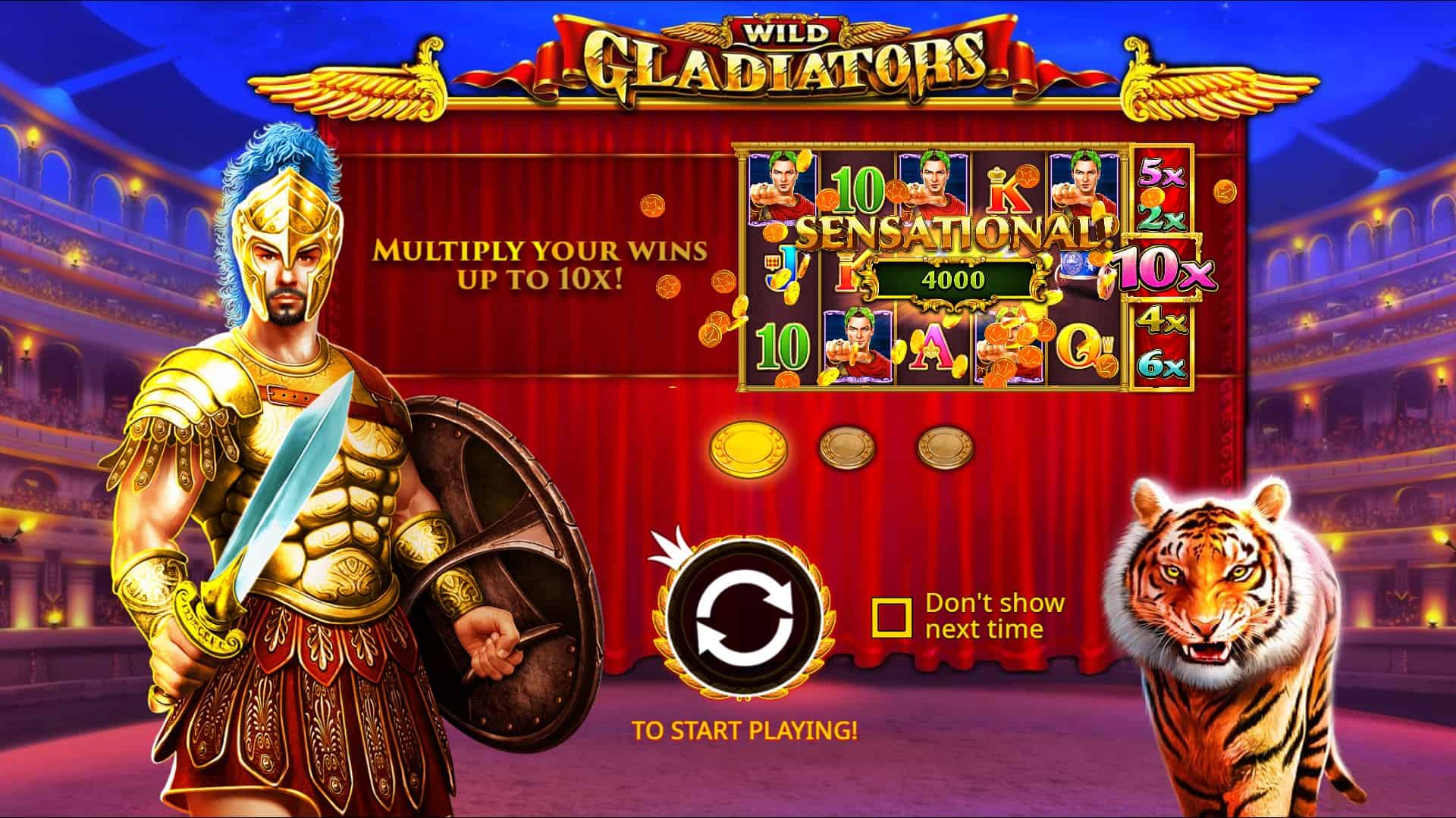 Wild Gladiators slot intro screen