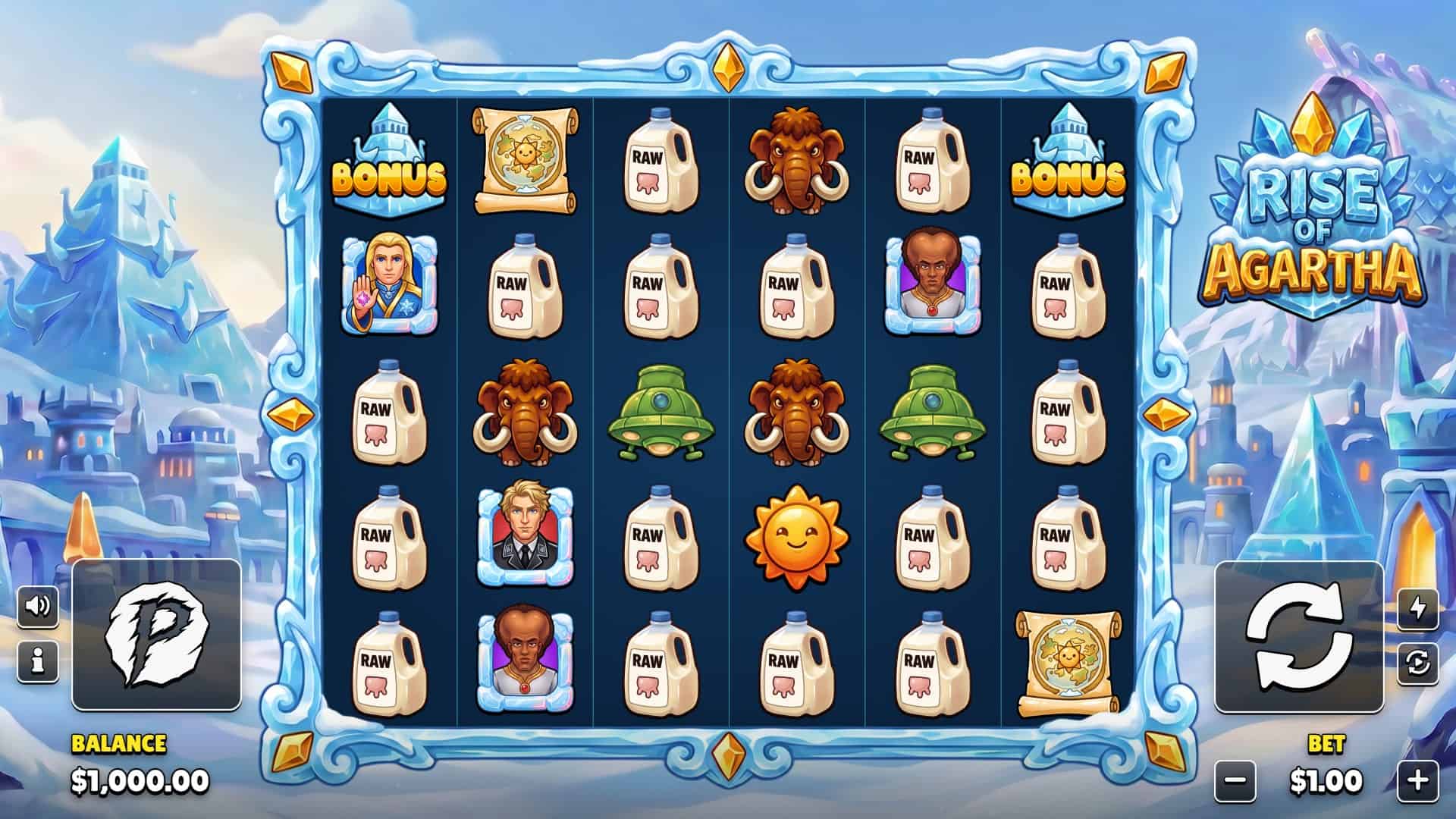 Rise of Agartha slot gameplay reels