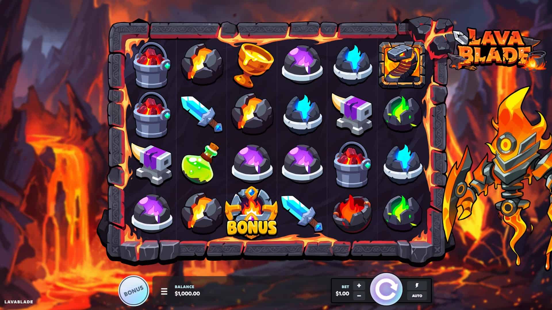 Lava Blade slot gameplay reels