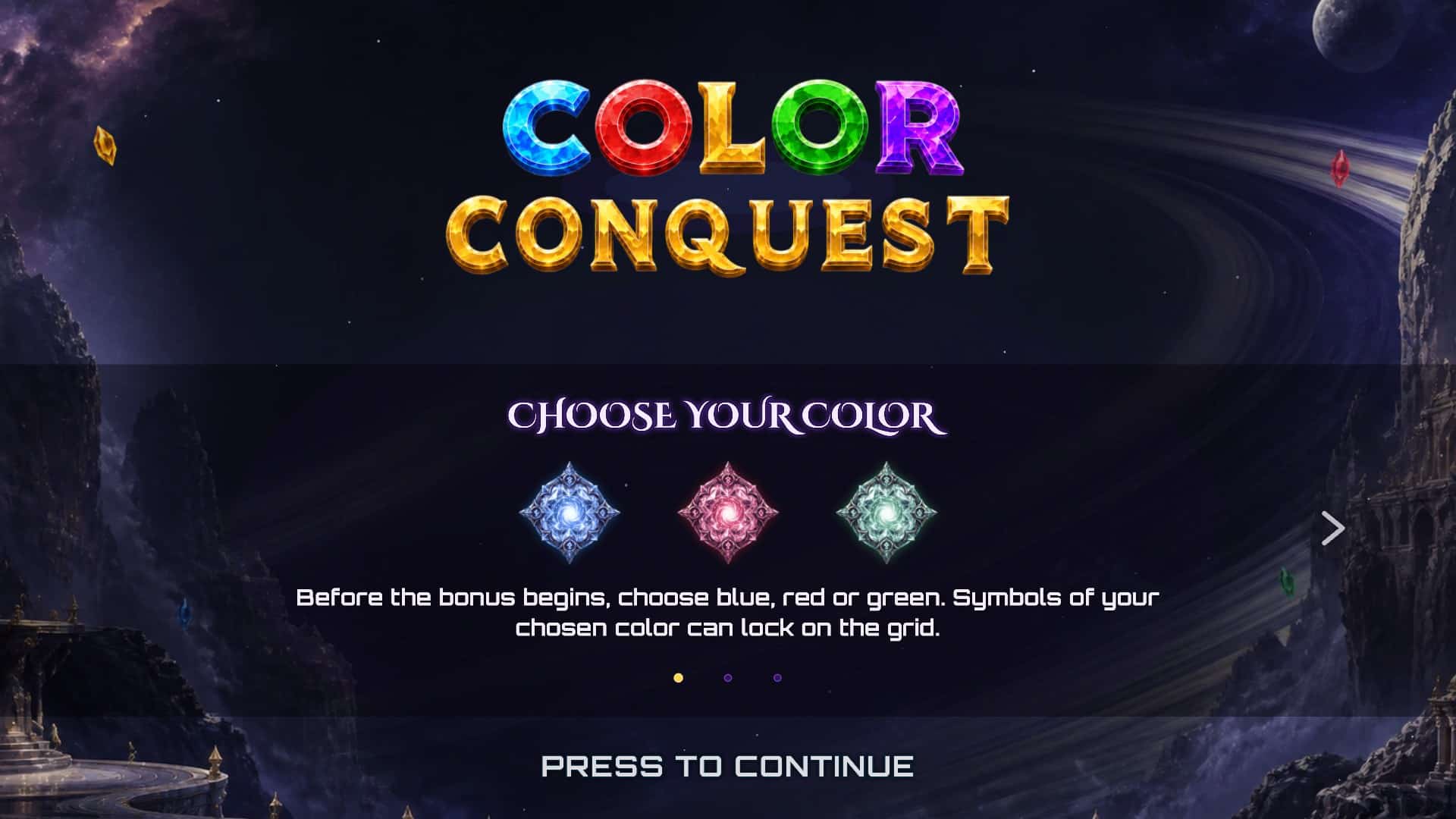 color conquest slot intro screen