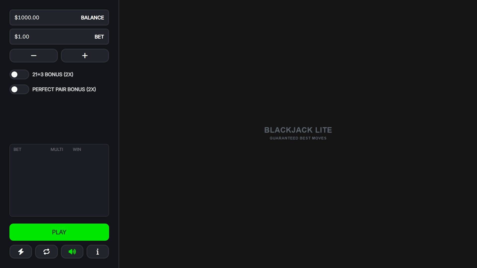 Blackjack Lite slot gameplay reels
