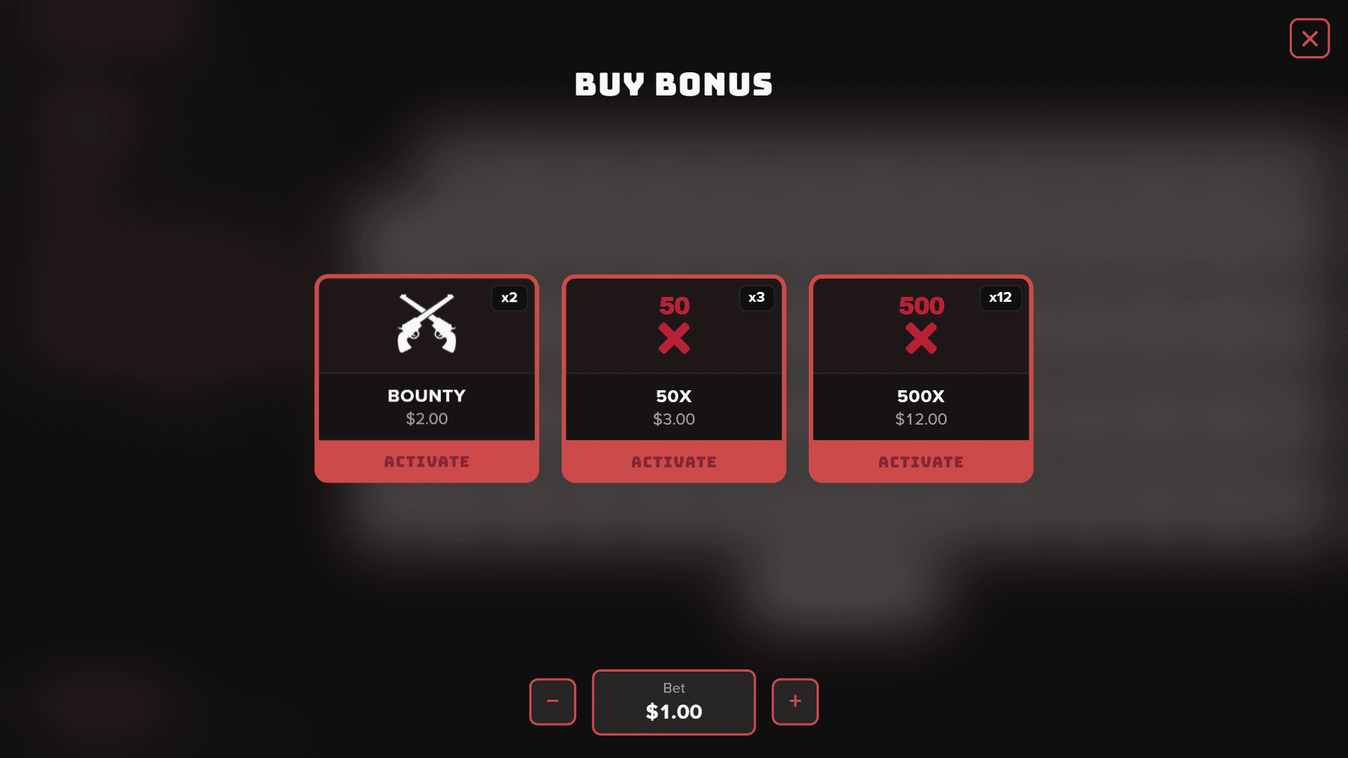 Dead or Dealt bonus buy menu