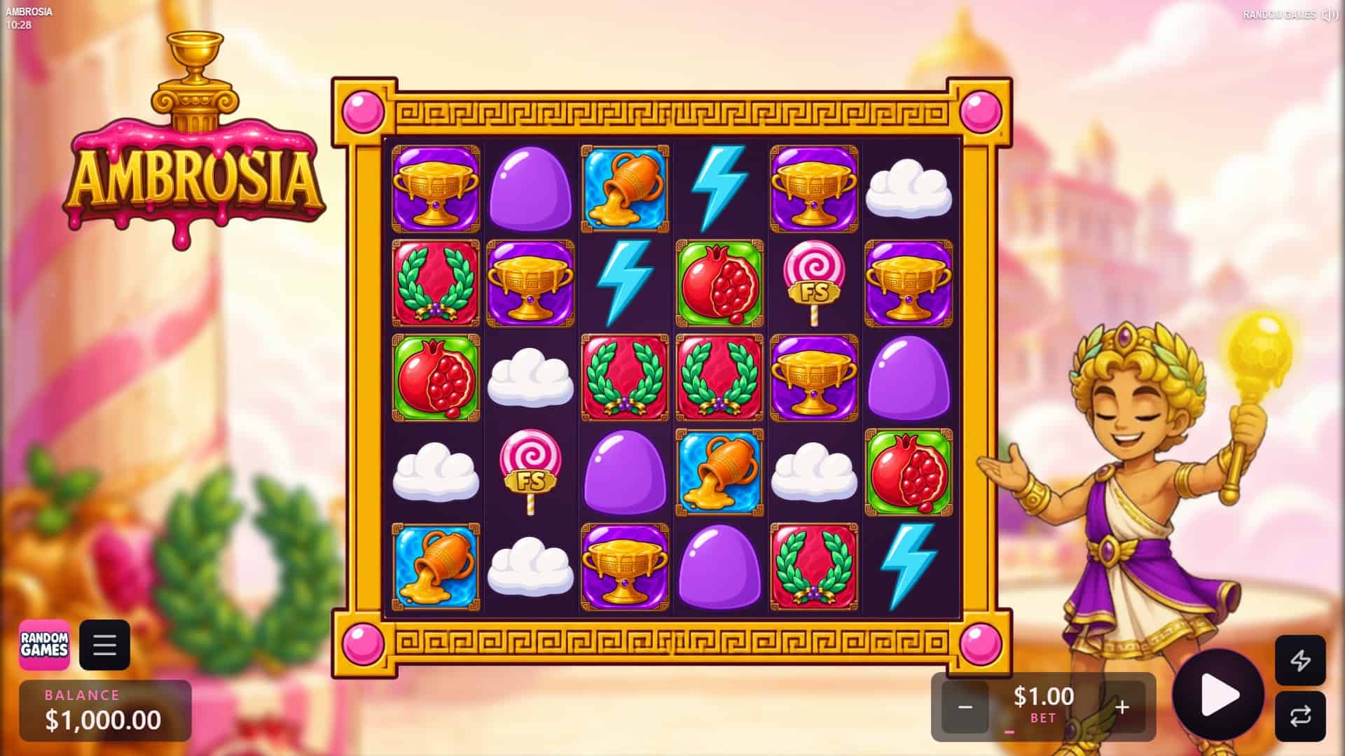Ambrosia slot gameplay reels