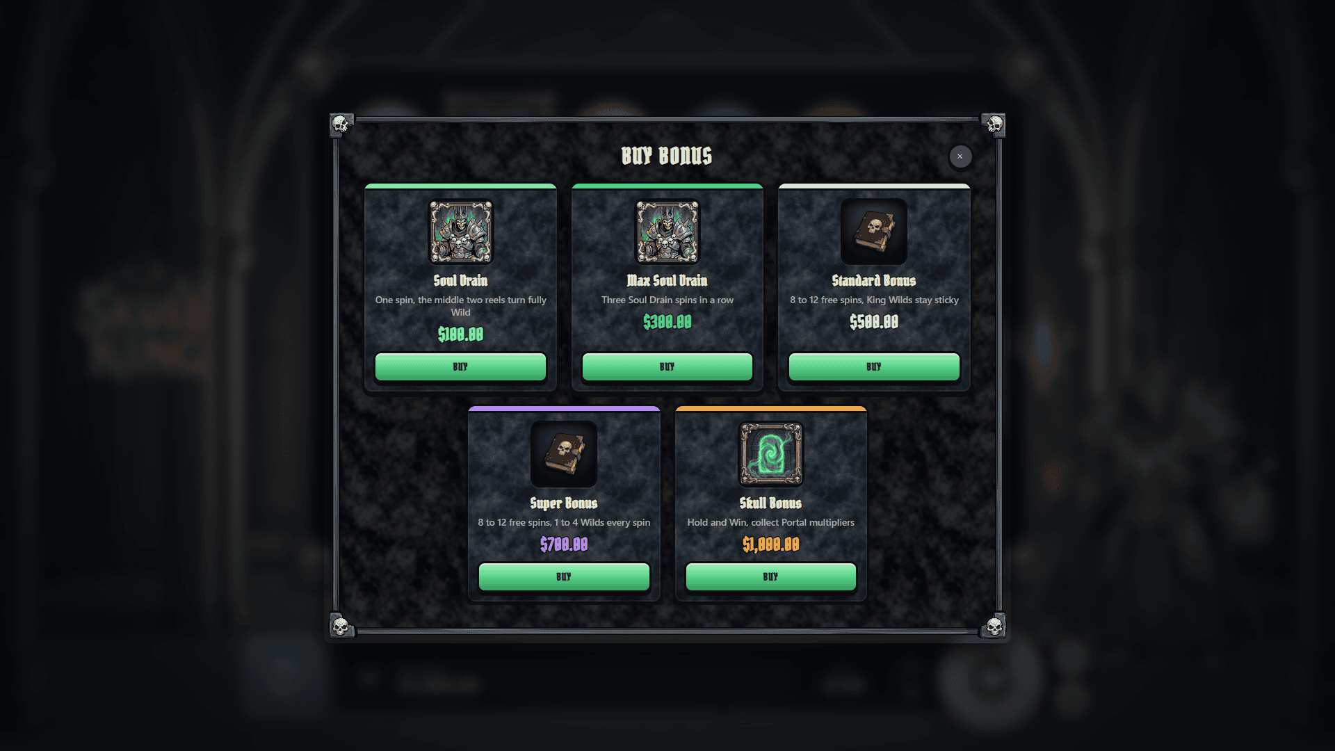 Skull King bonus buy menu