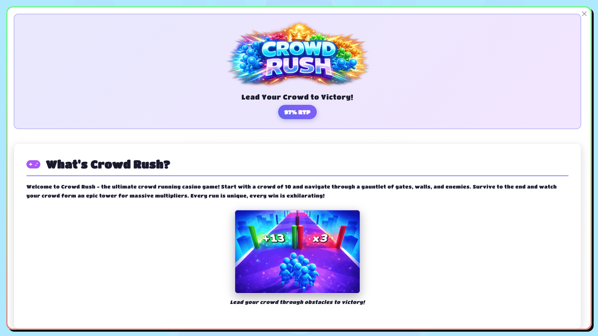 Crowd Rush bonus buy menu