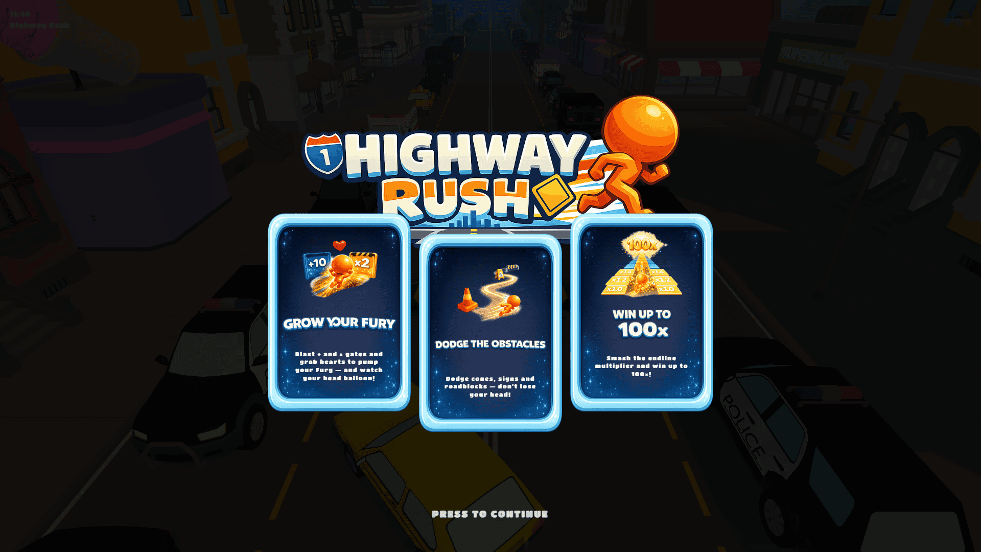 Highway Rush slot intro screen