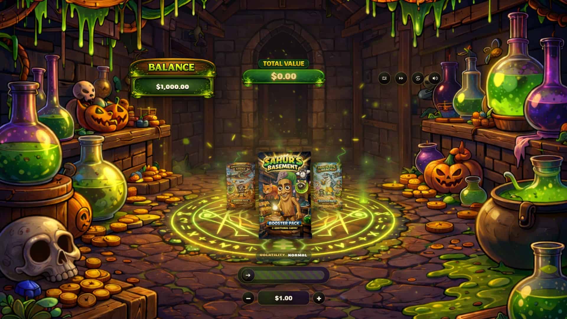Brainrot Packs slot gameplay reels