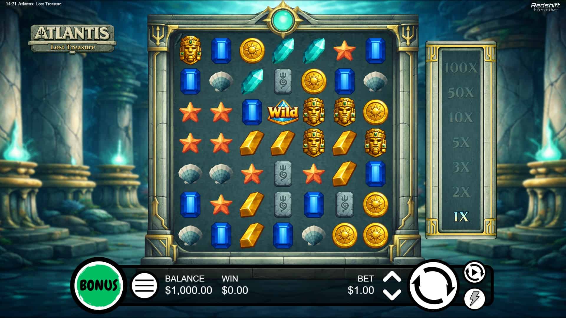Atlantis Lost Treasure slot gameplay reels