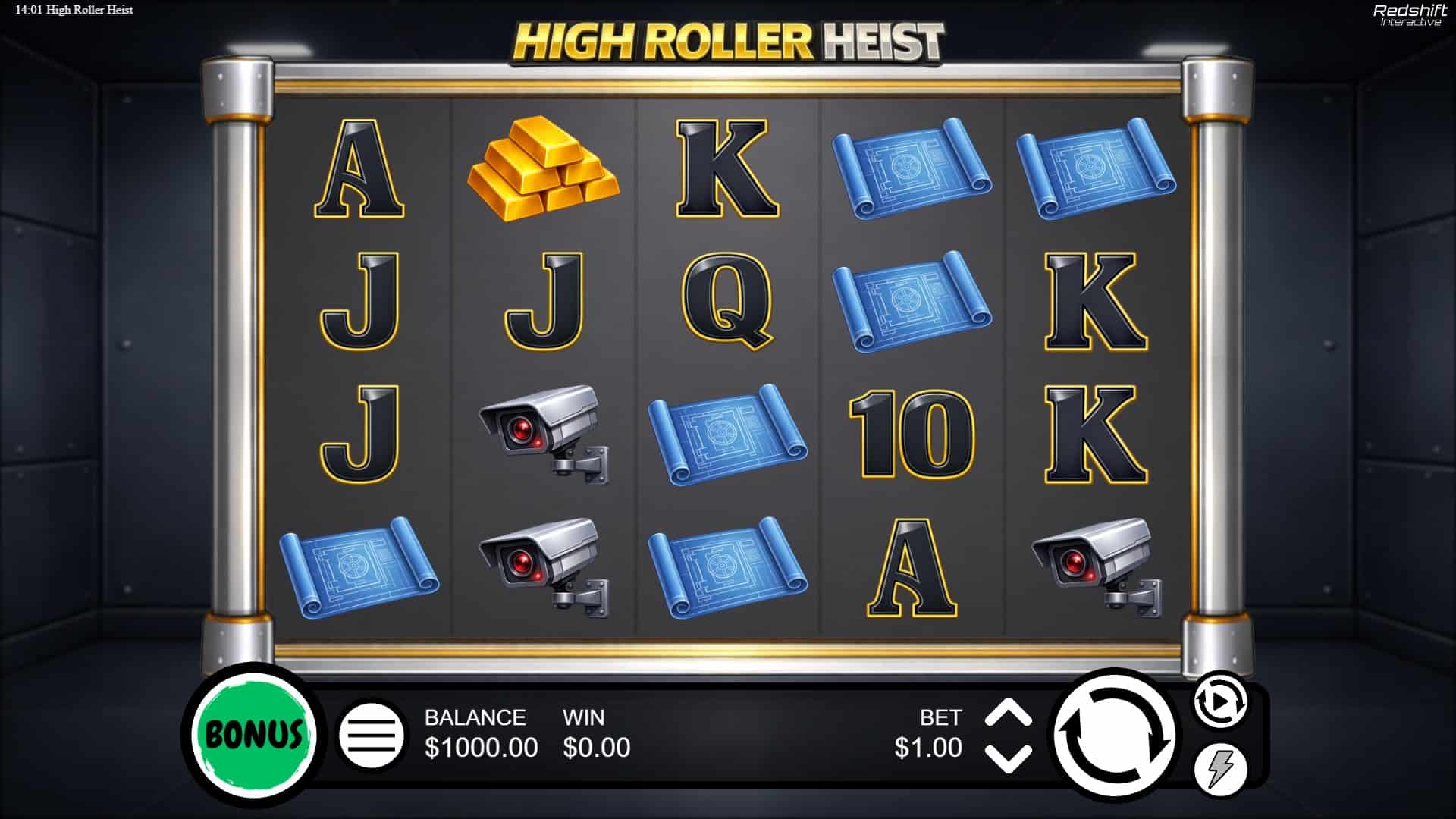 High Roller Heist slot gameplay reels