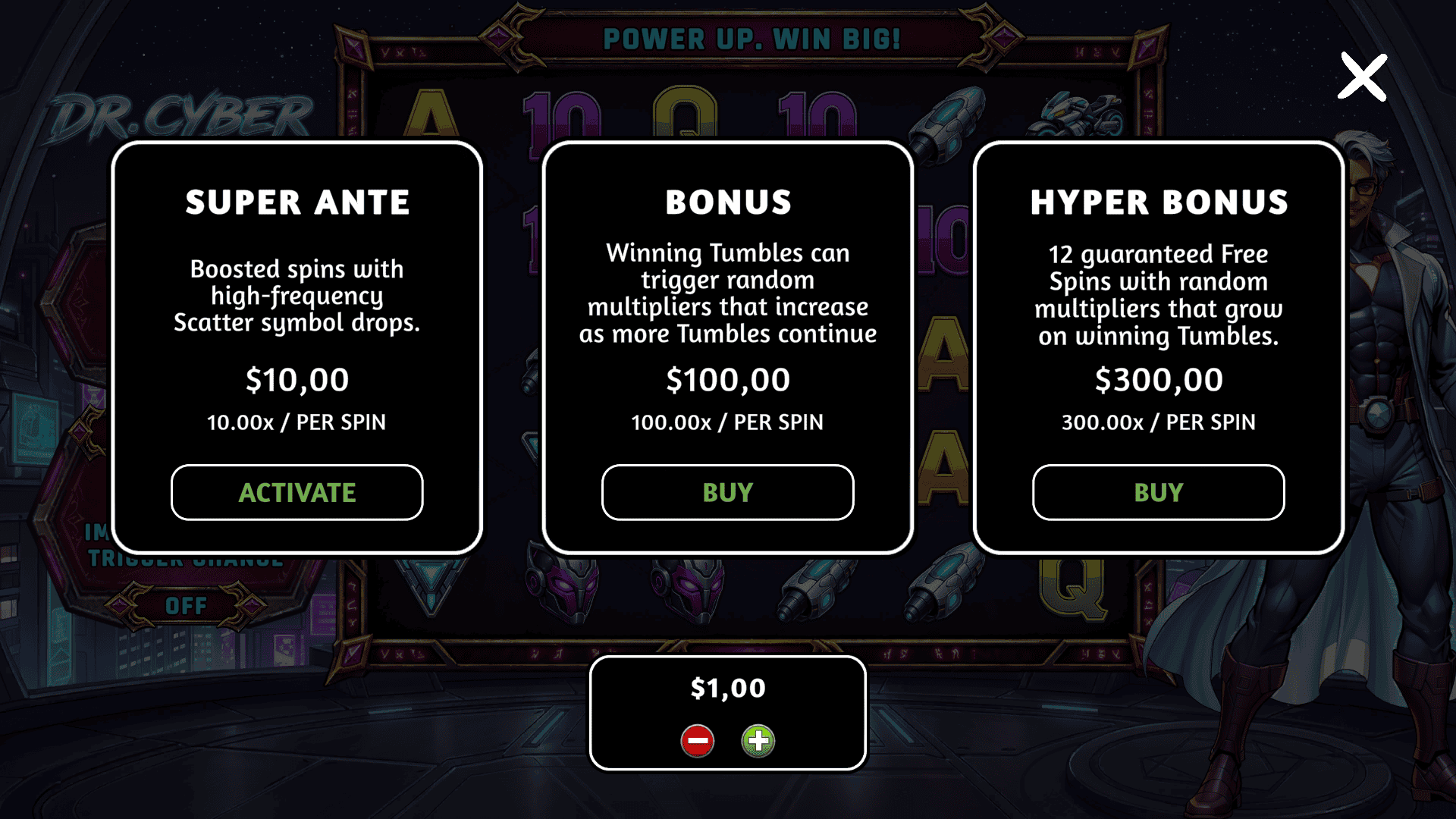 Dr Cyber bonus buy menu