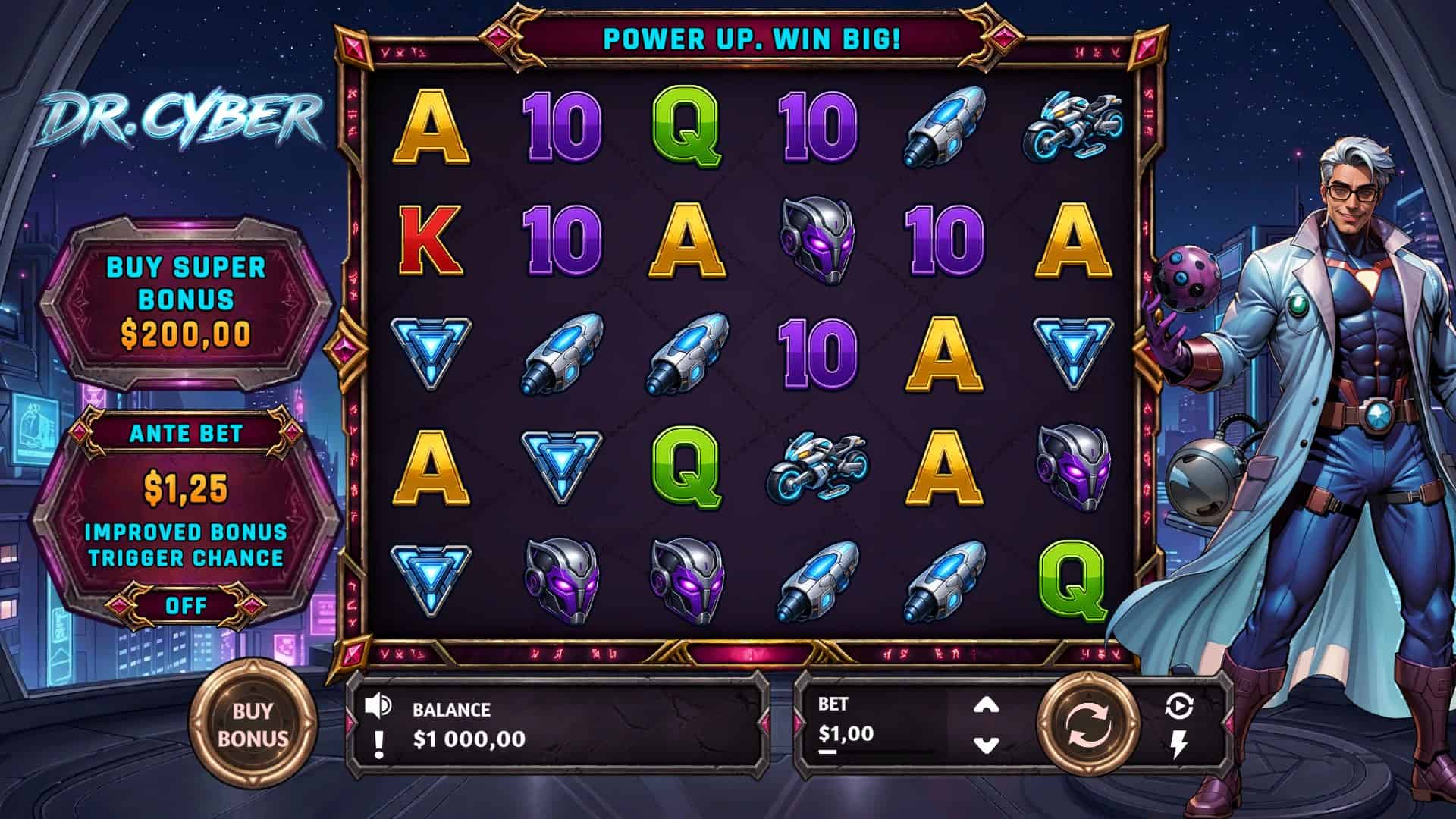 Dr Cyber slot gameplay reels