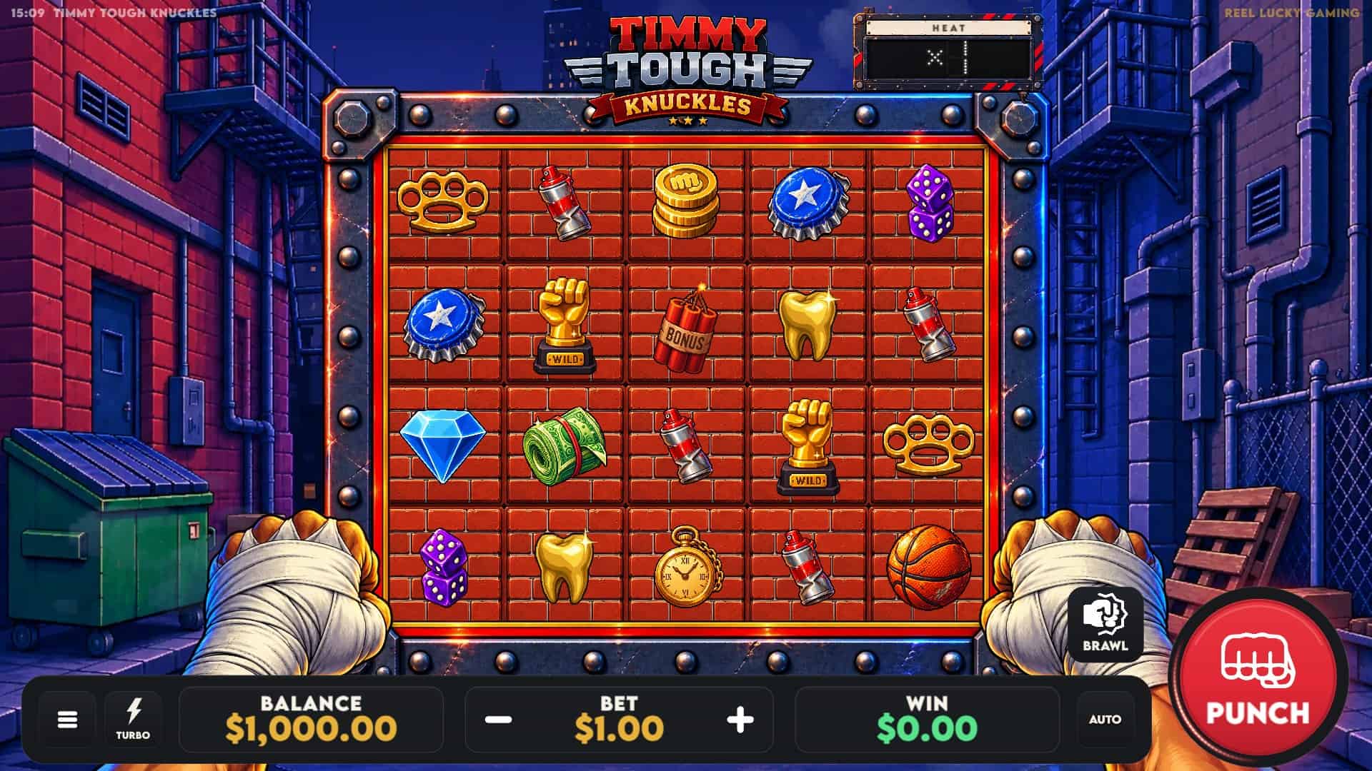 Timmy Tough Knuckles slot gameplay reels