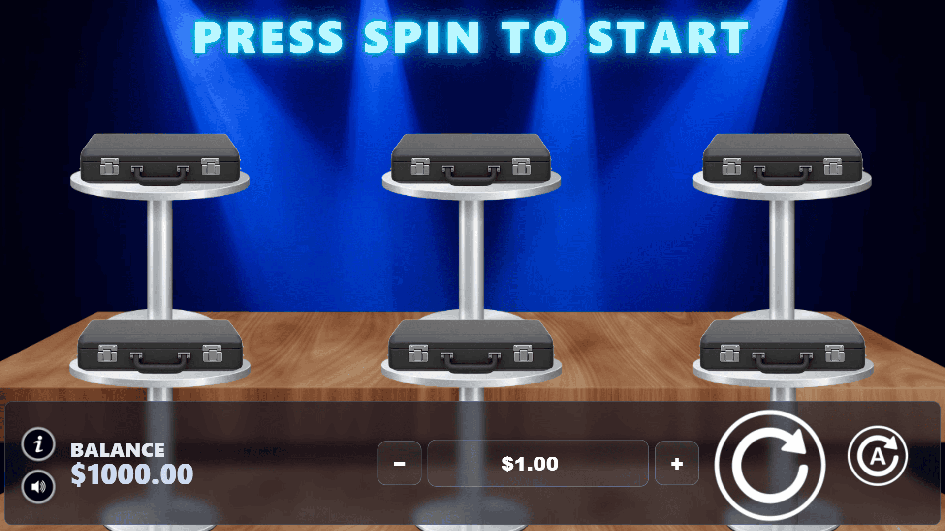 Pick a Briefcase slot intro screen