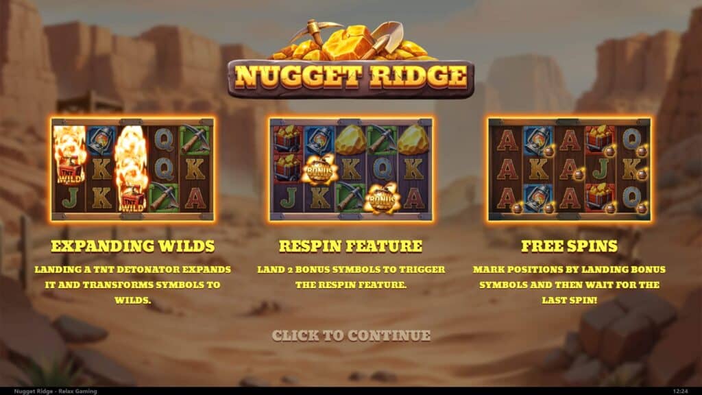 Relax gaming nugget ridge intro screen
