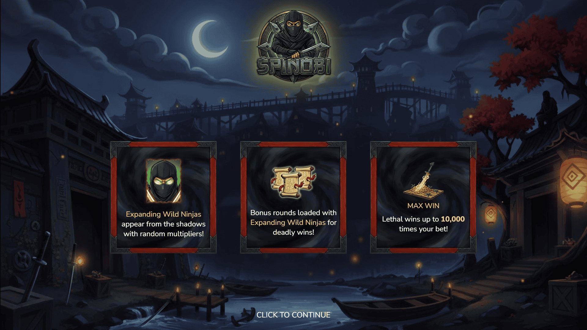 Spinobi slot intro screen