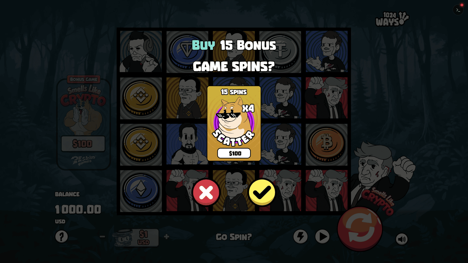 Smells Like Crypto bonus buy menu