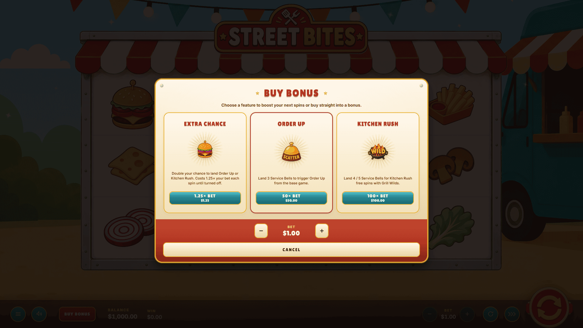 Street Bites bonus buy menu