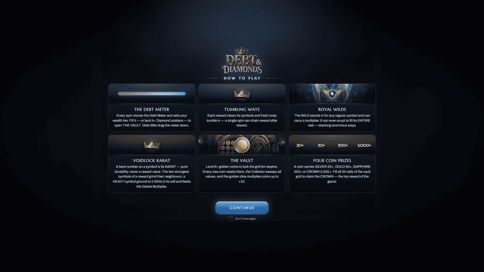 Debt & Diamonds slot intro screen