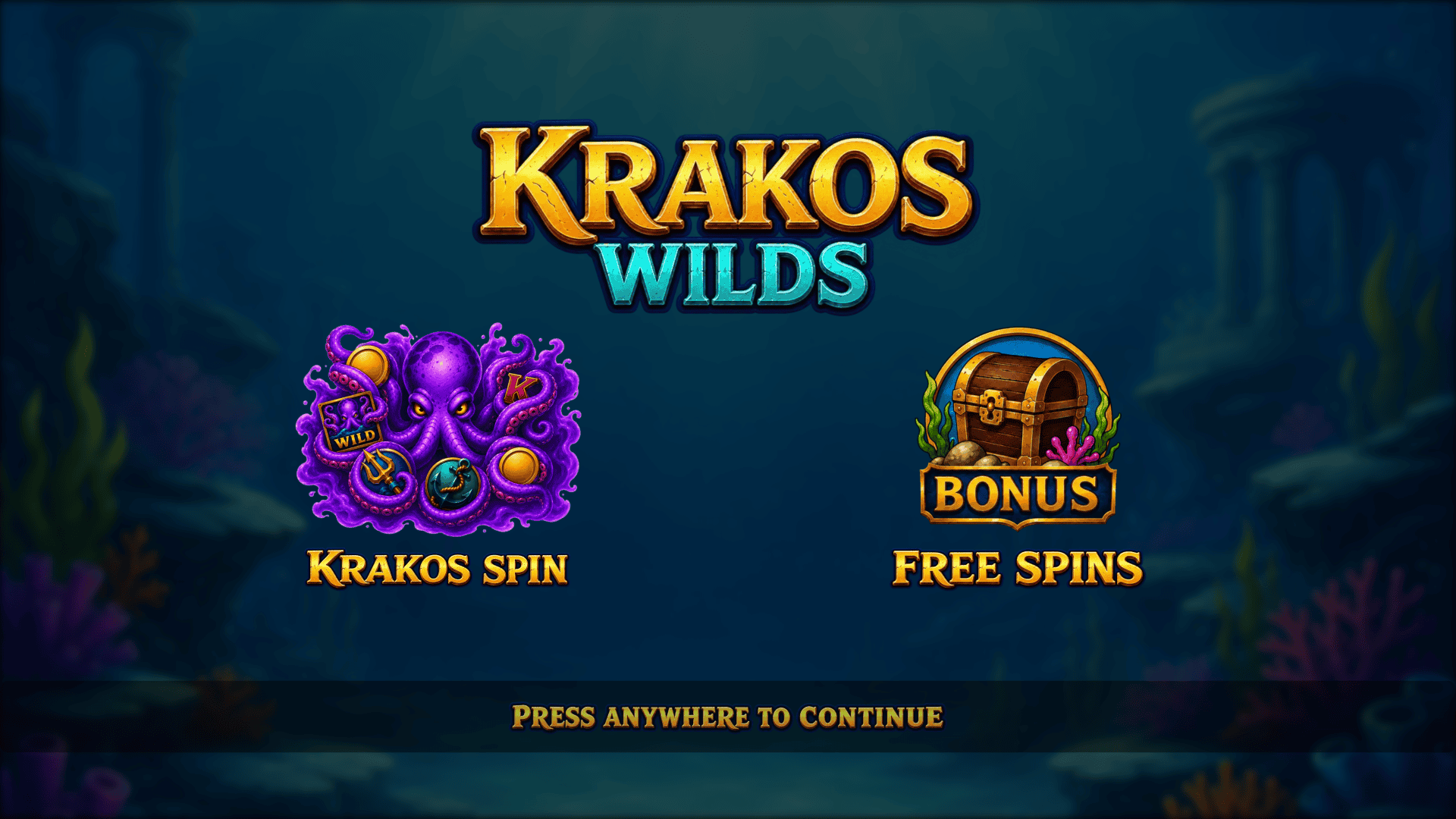 Krakos Wilds slot intro screen
