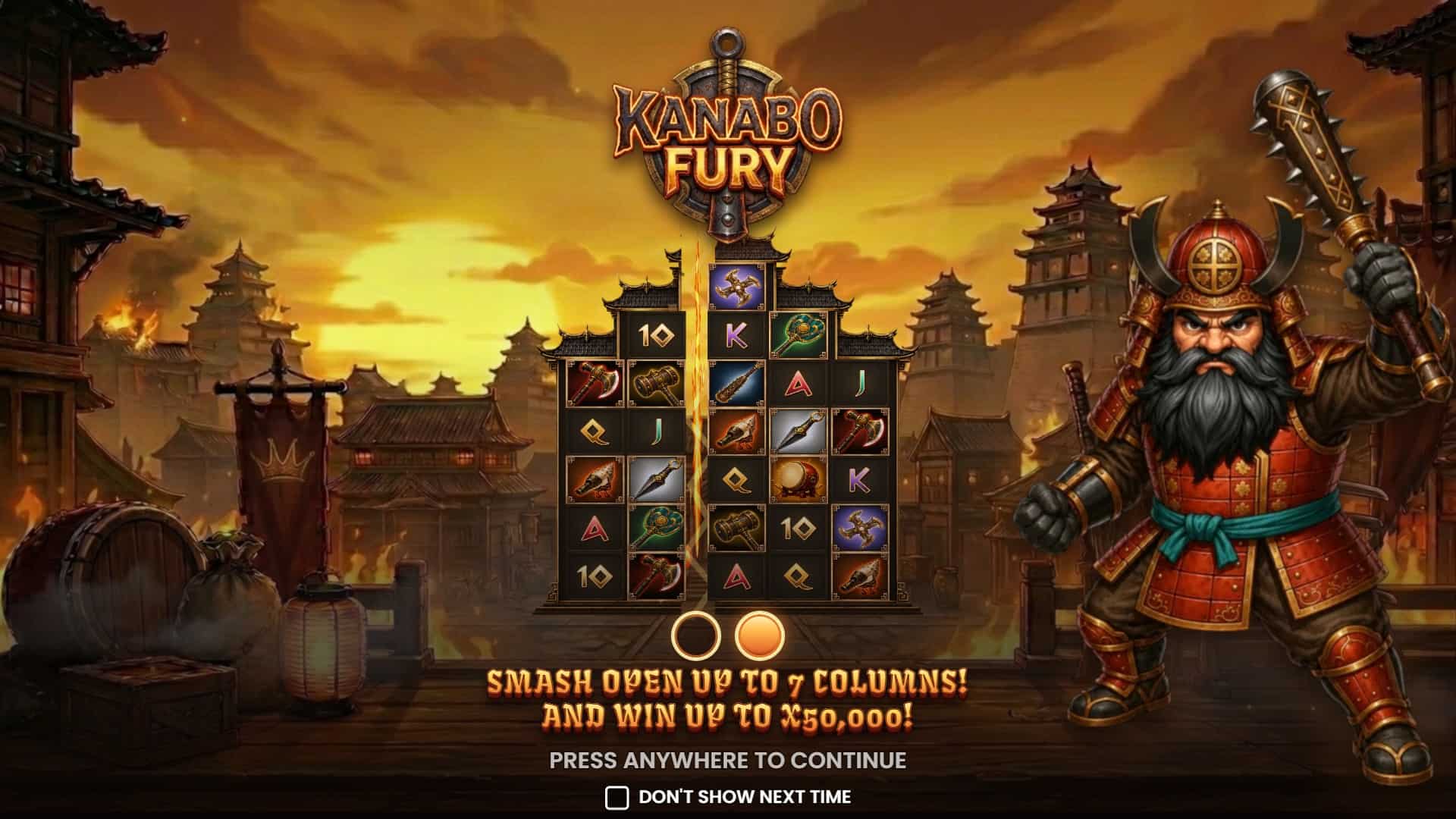 Kanabo Fury slot intro screen