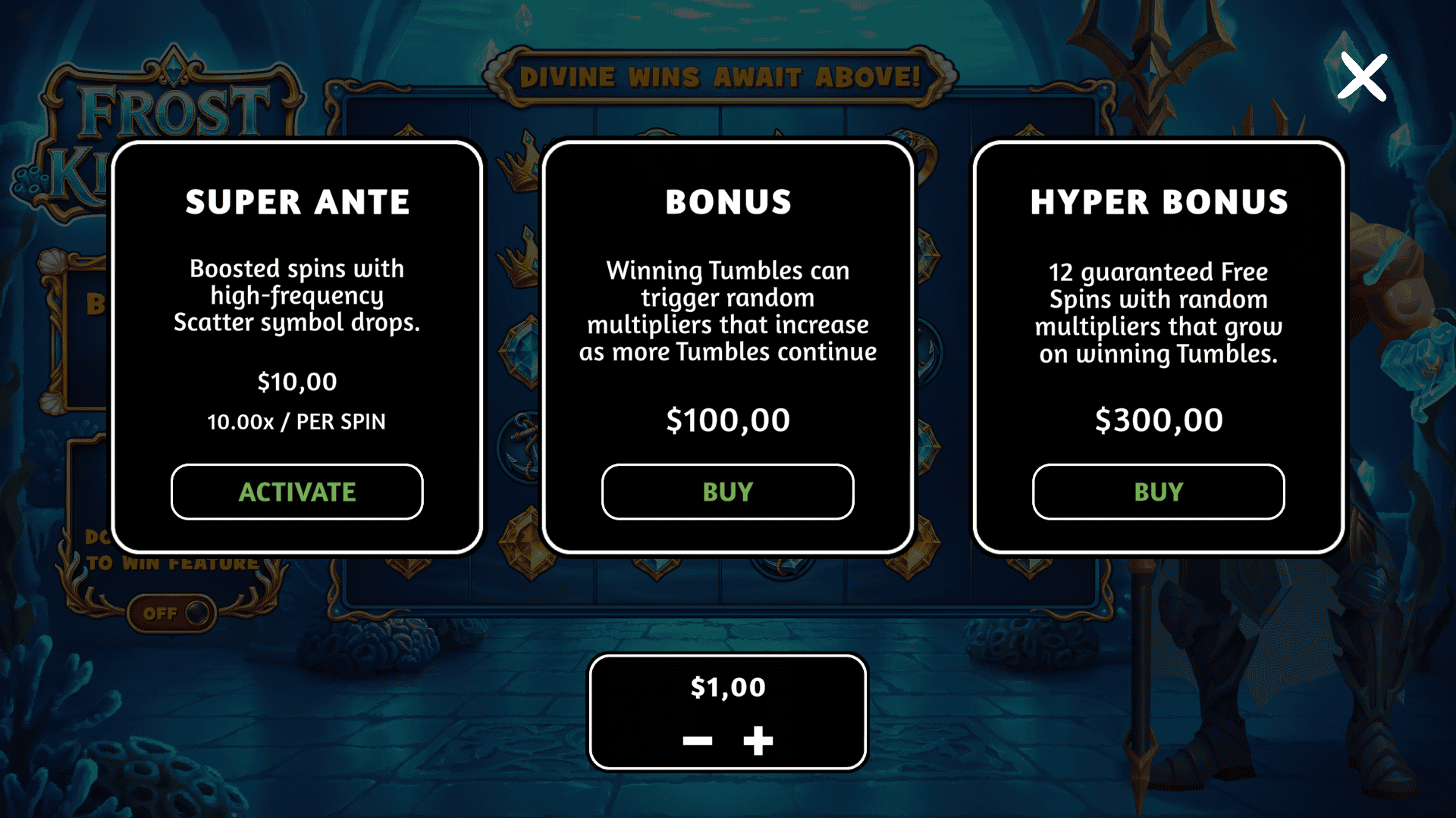 Frost Kingdom bonus buy menu