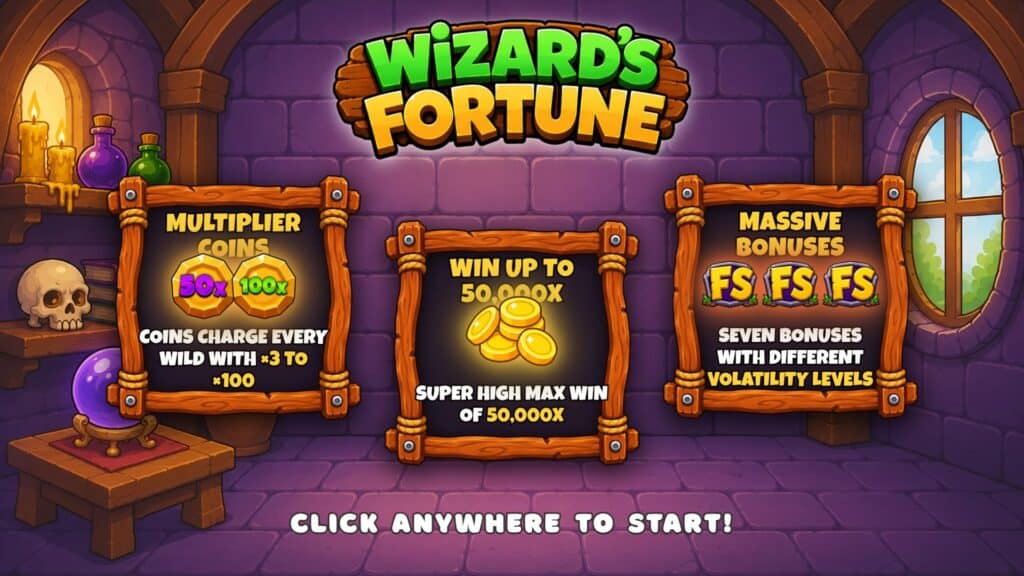 Royalgaming wizard tales intro screen