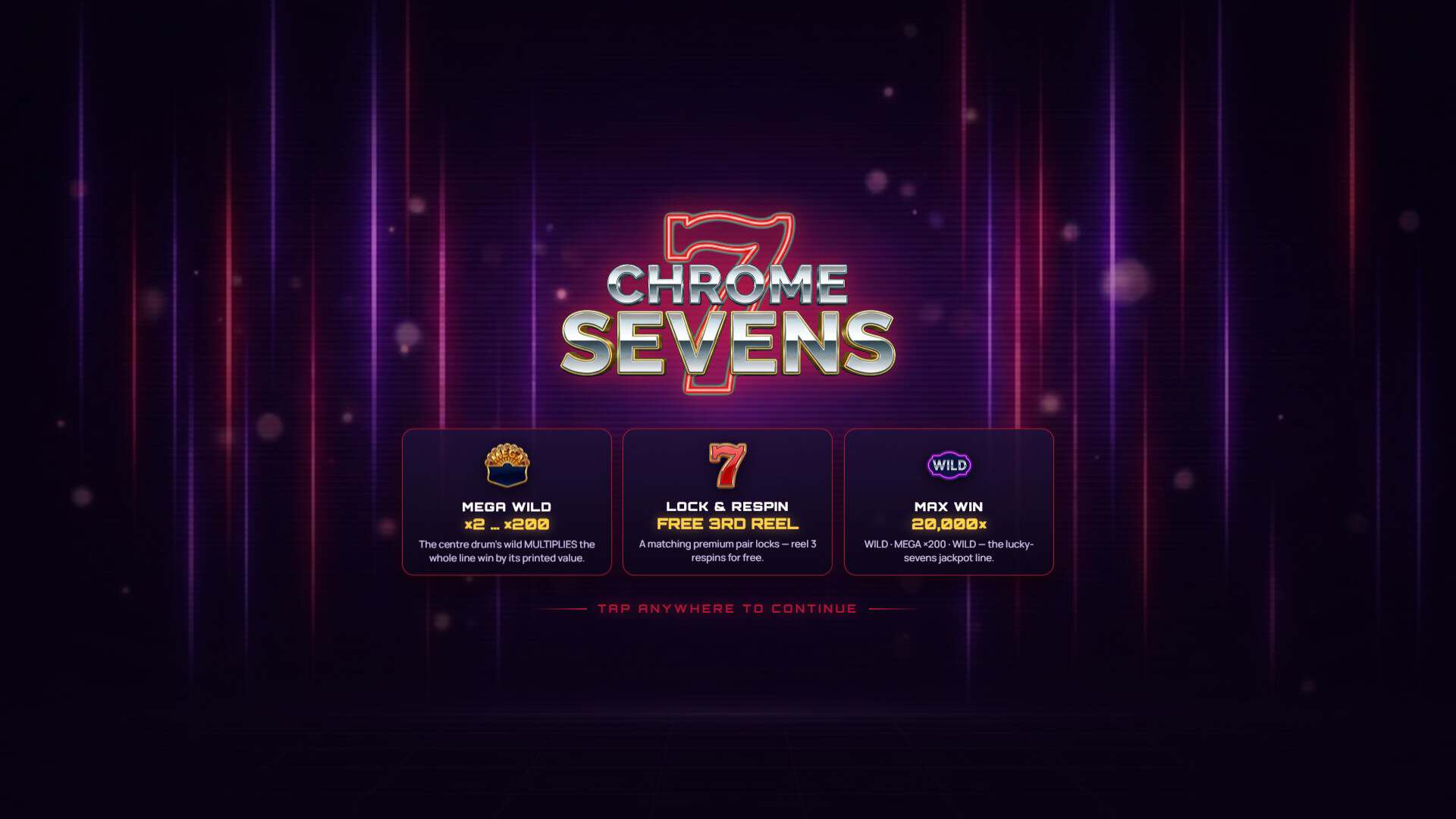Chrome Sevens slot intro screen