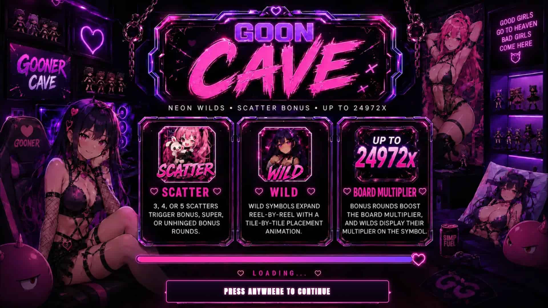 The Goon Cave slot intro screen