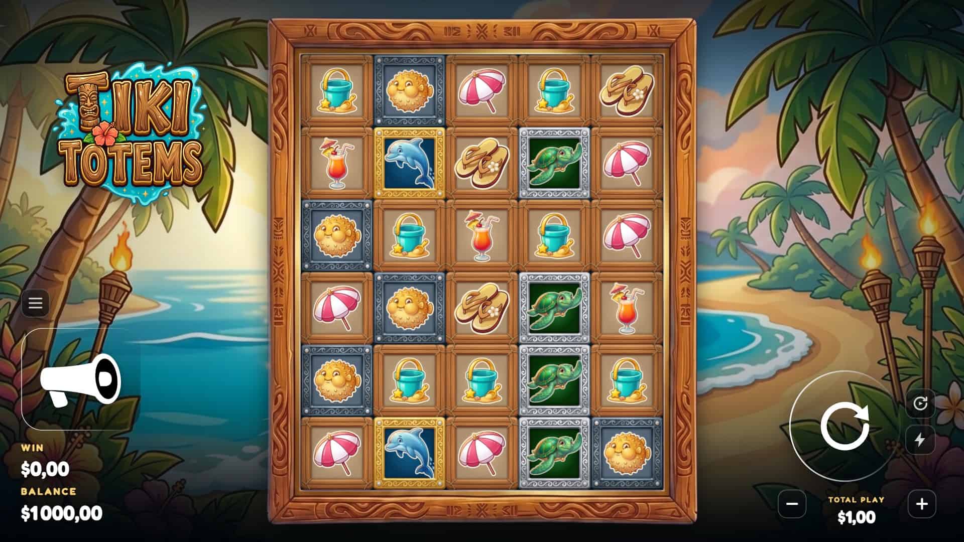 Tiki Totems slot gameplay reels