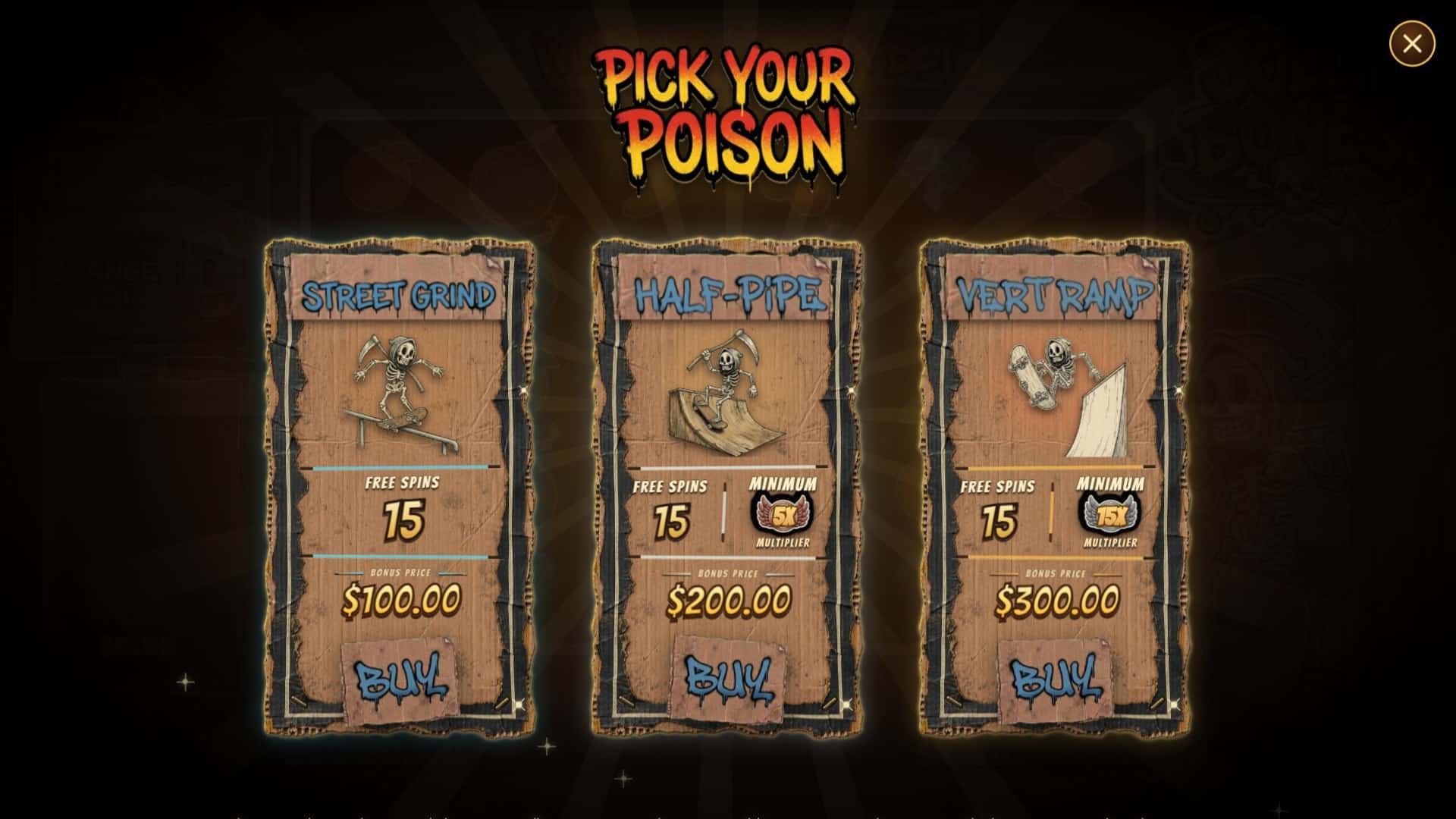 Jolly Bones bonus buy menu