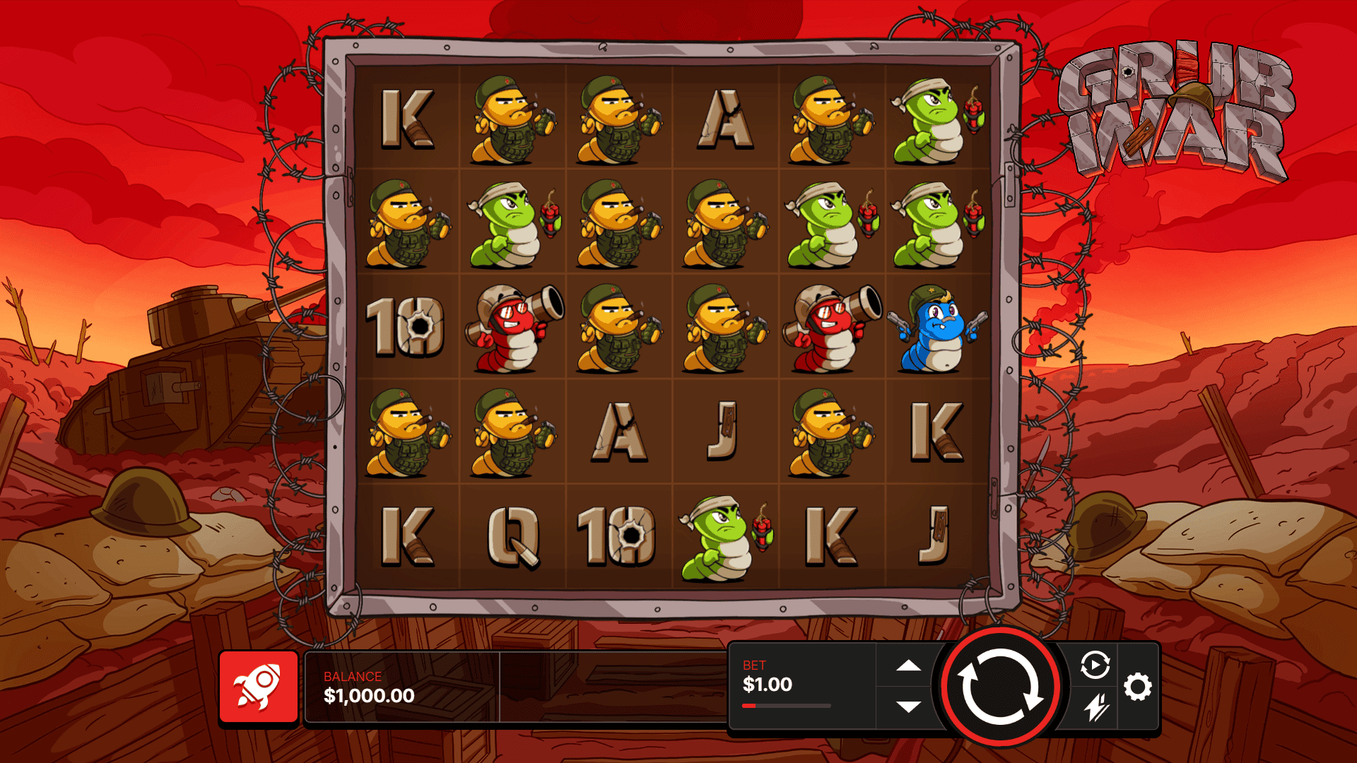Grub War slot gameplay reels
