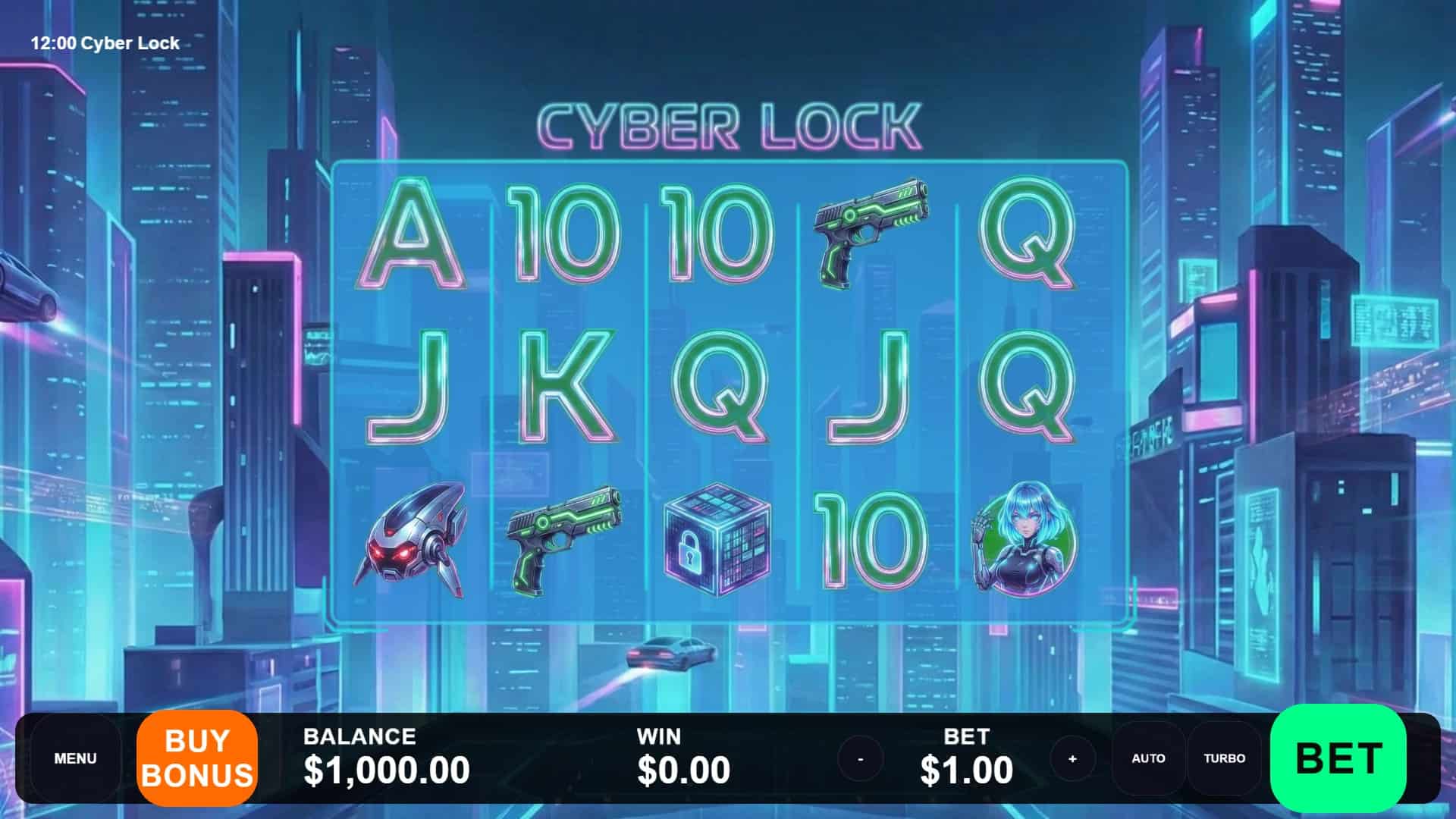 Cyber Lock slot gameplay reels