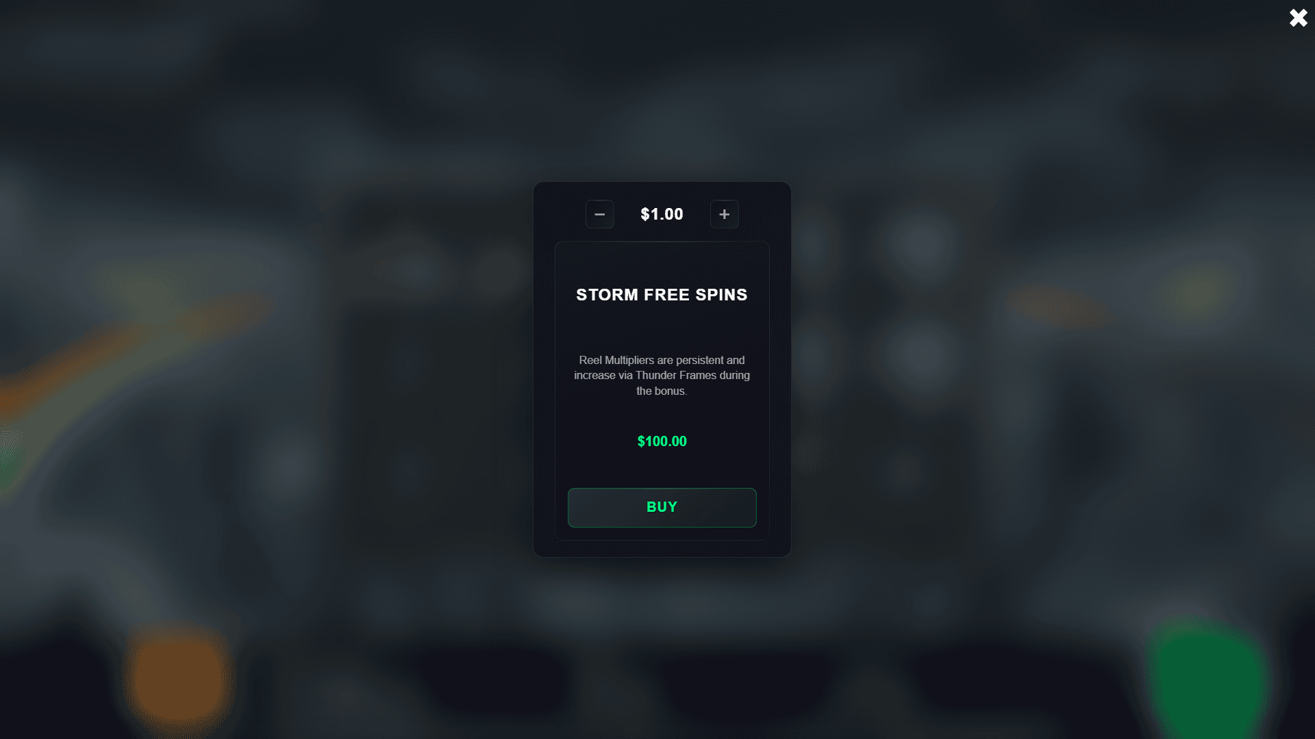 Reels of Thunder bonus buy menu