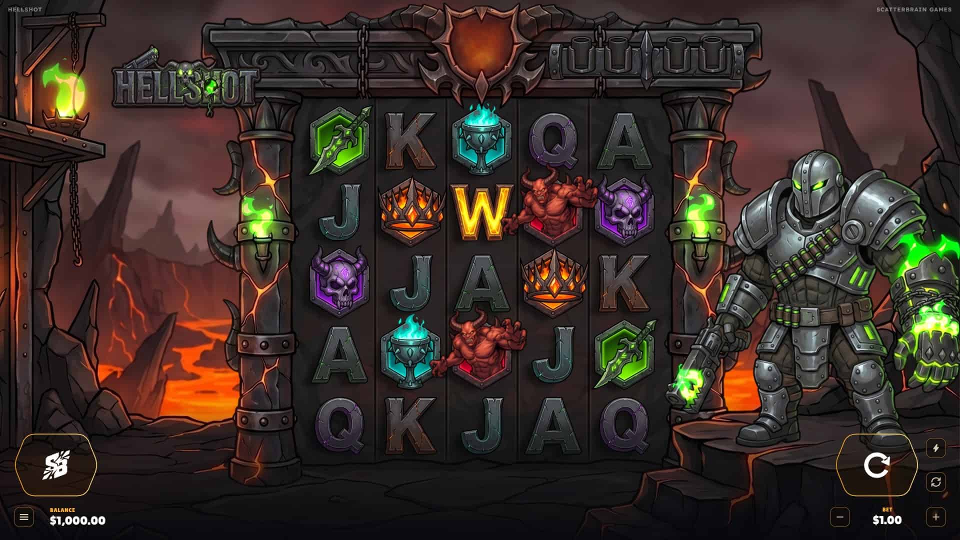 Hellshot slot gameplay reels