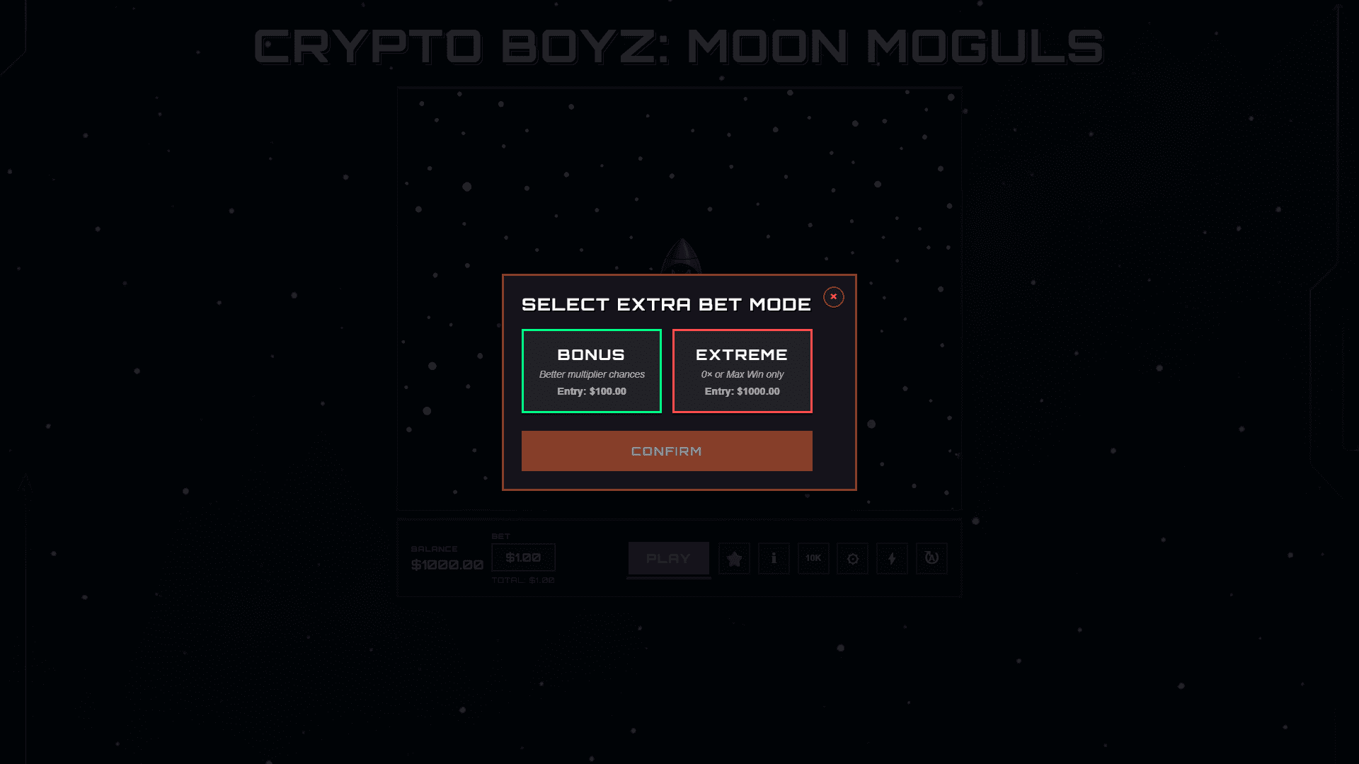 Crypto Boyz: Moon Moguls bonus buy menu