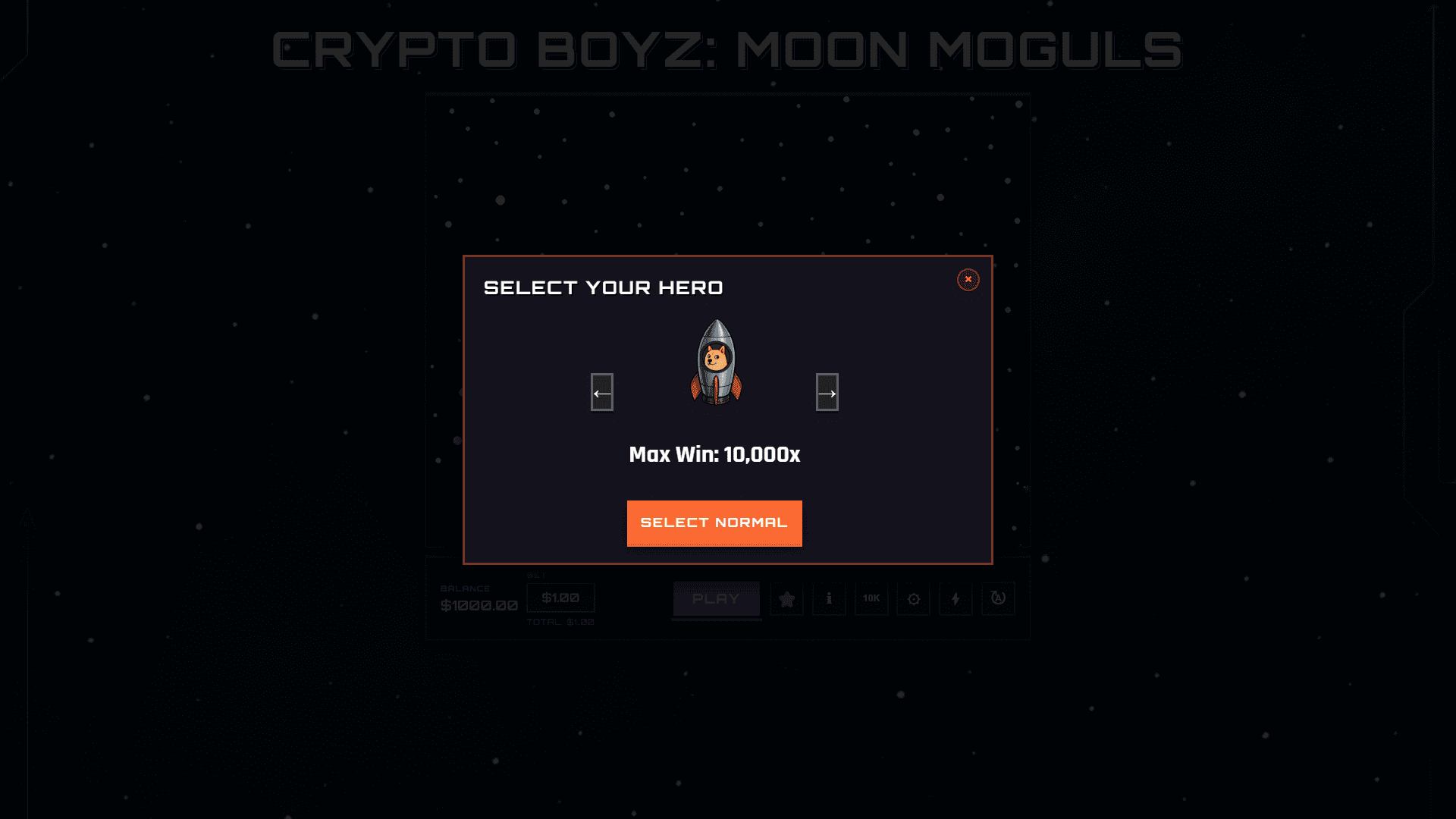 Crypto Boyz: Moon Moguls slot intro screen