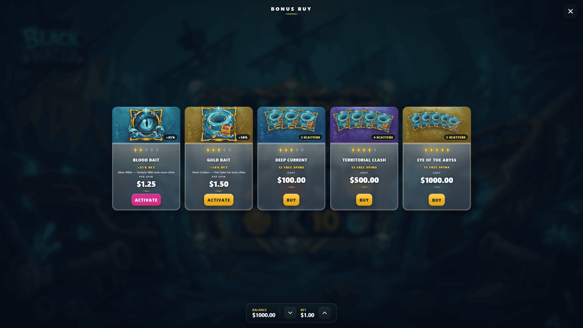 Blackwater bonus buy menu