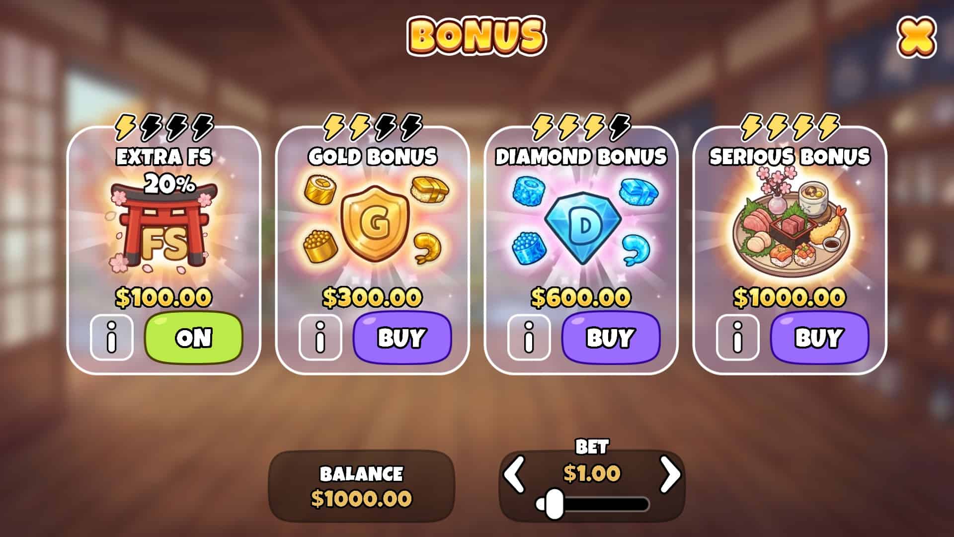 Sushi Serious bonus buy menu