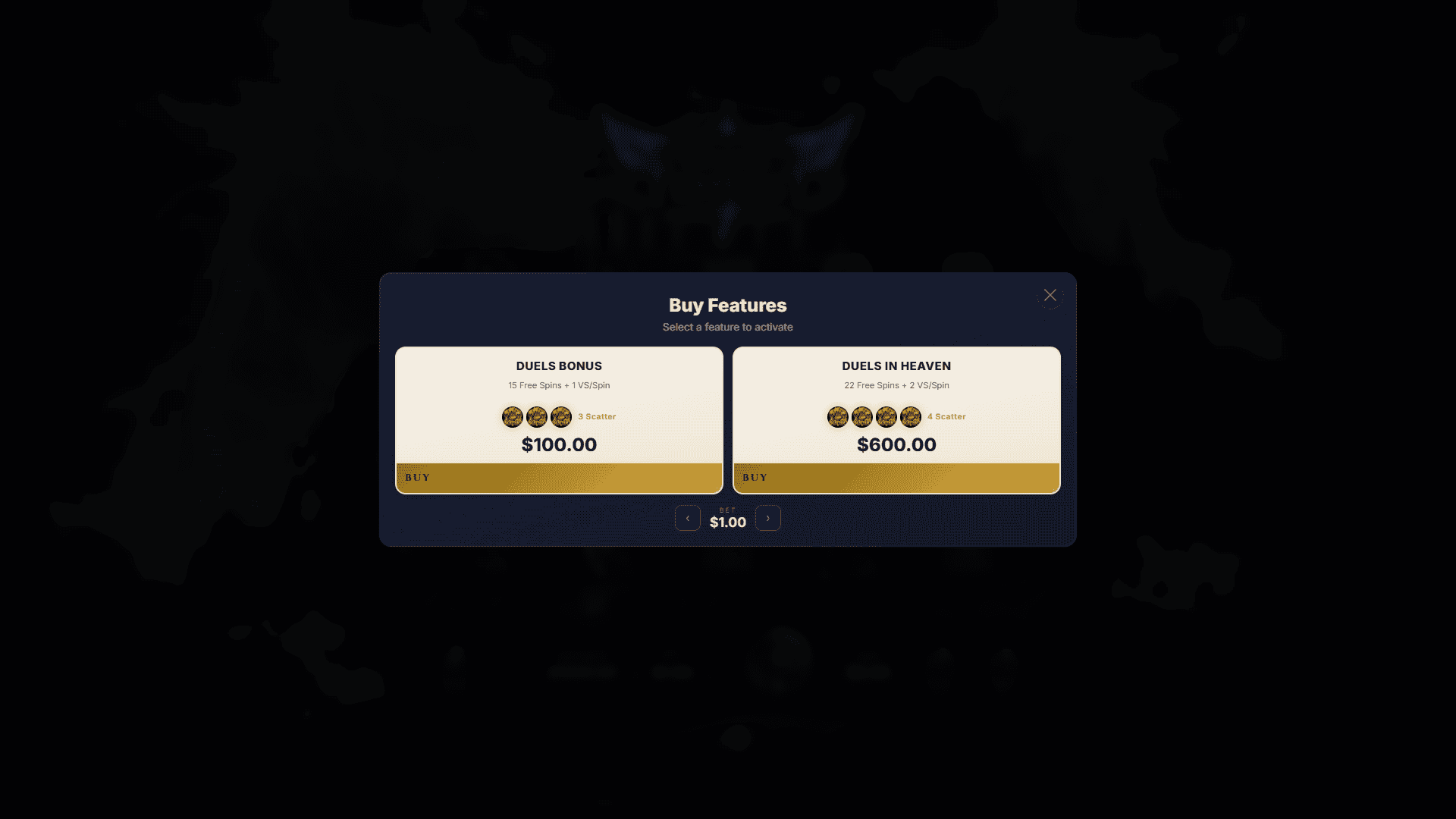 Divine Tempest bonus buy menu