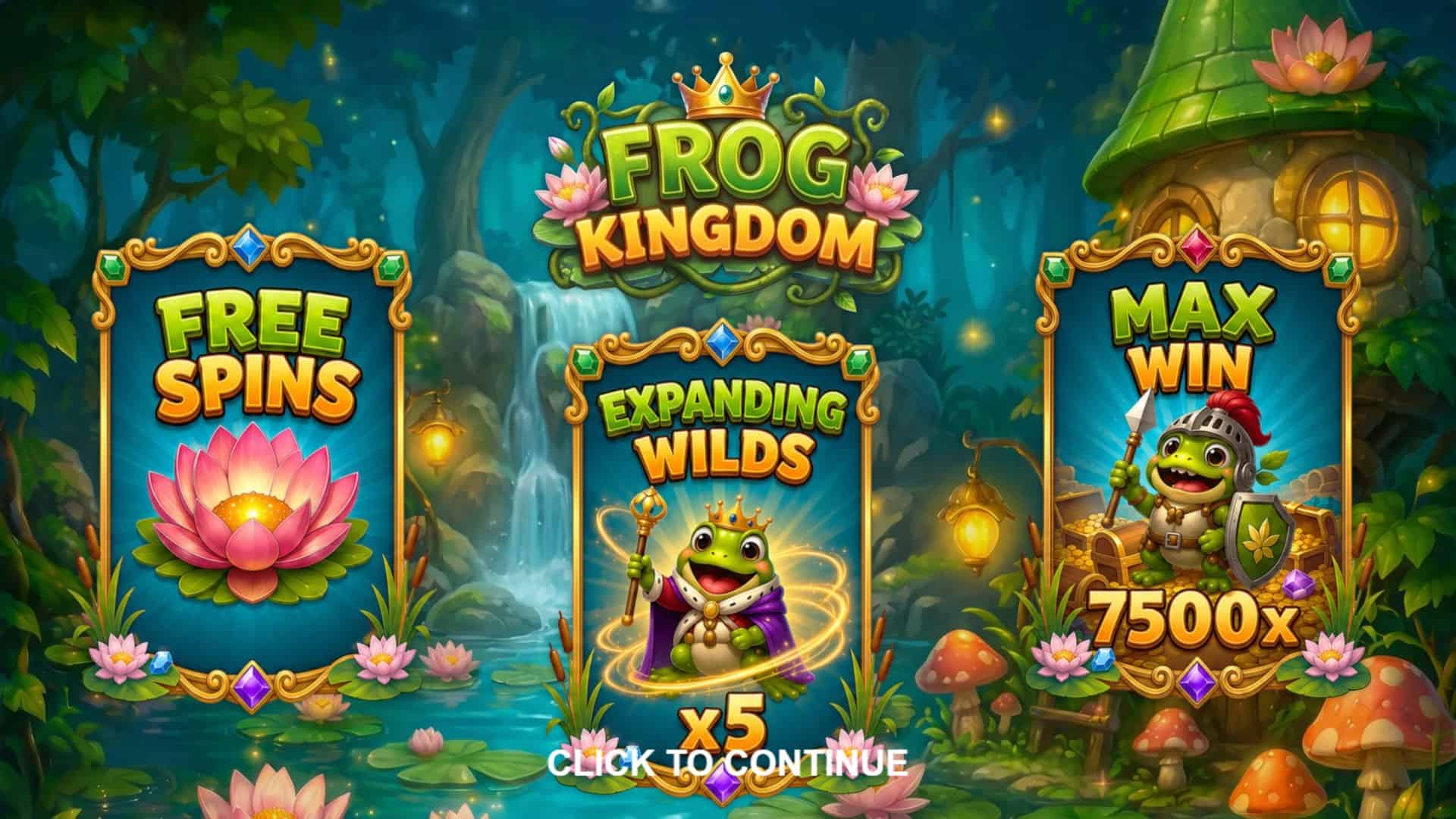 Frog Kingdom slot intro screen